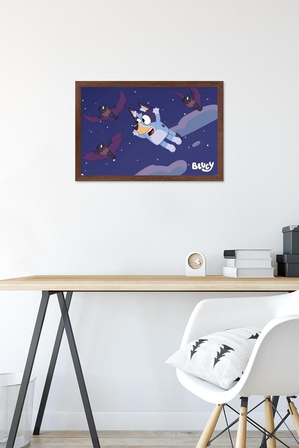 imageBluey Bats Wall Poster 19L x 13W Premium Unframed VersionMahogany Framed Version