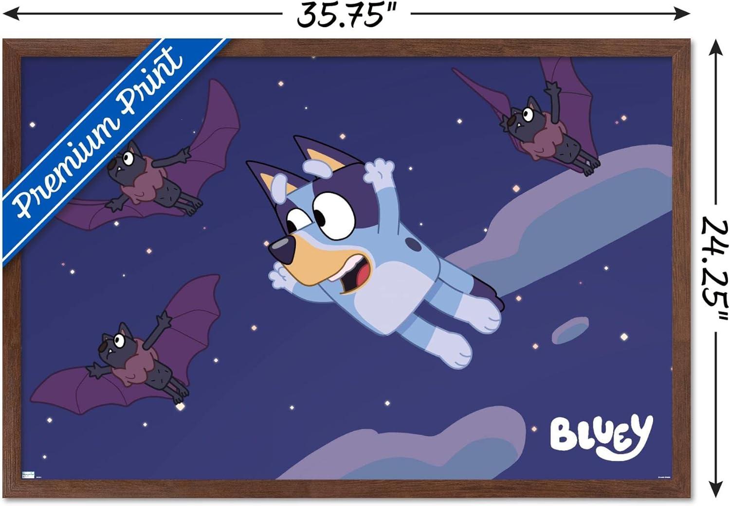 imageBluey Bats Wall Poster 19L x 13W Premium Unframed VersionMahogany Framed Version