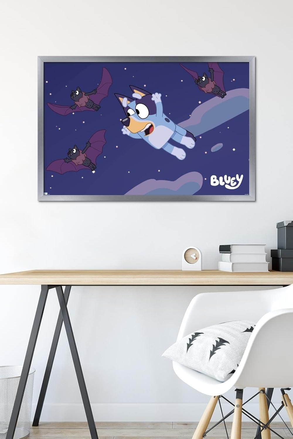 imageBluey Bats Wall Poster 19L x 13W Premium Unframed VersionSilver Framed Version