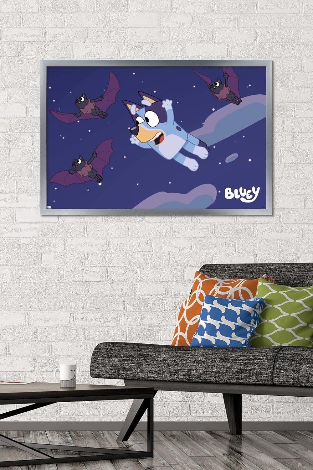 imageBluey Bats Wall Poster 19L x 13W Premium Unframed VersionSilver Framed Version