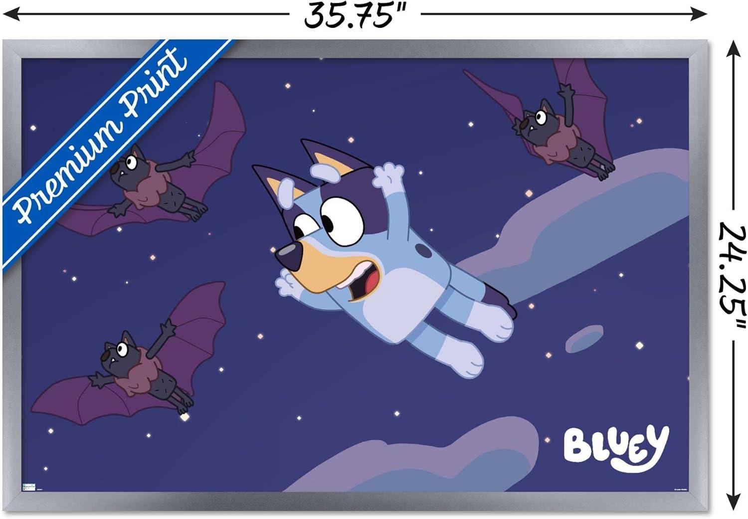 imageBluey Bats Wall Poster 19L x 13W Premium Unframed VersionSilver Framed Version