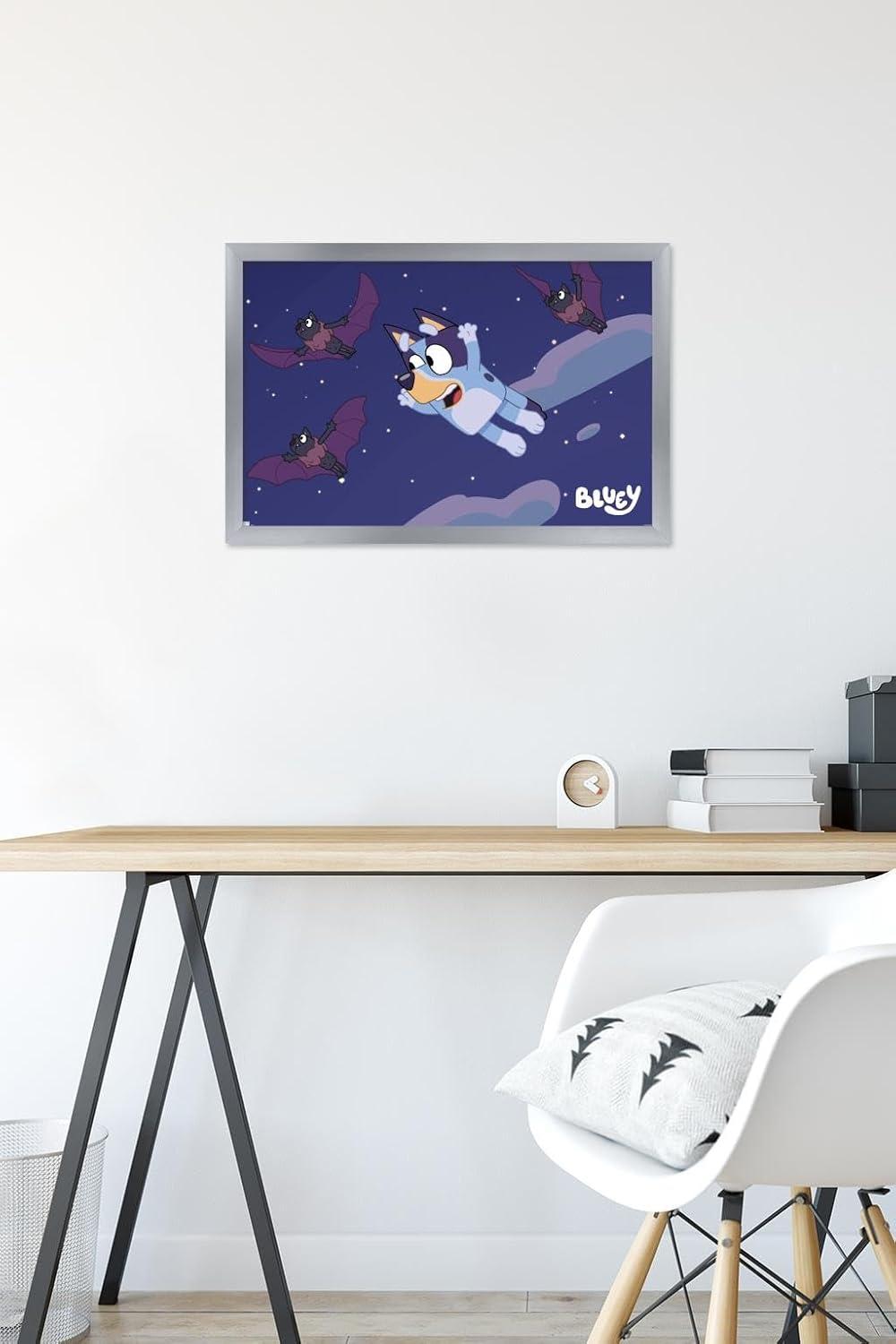 imageBluey Bats Wall Poster 19L x 13W Premium Unframed VersionSilver Framed Version