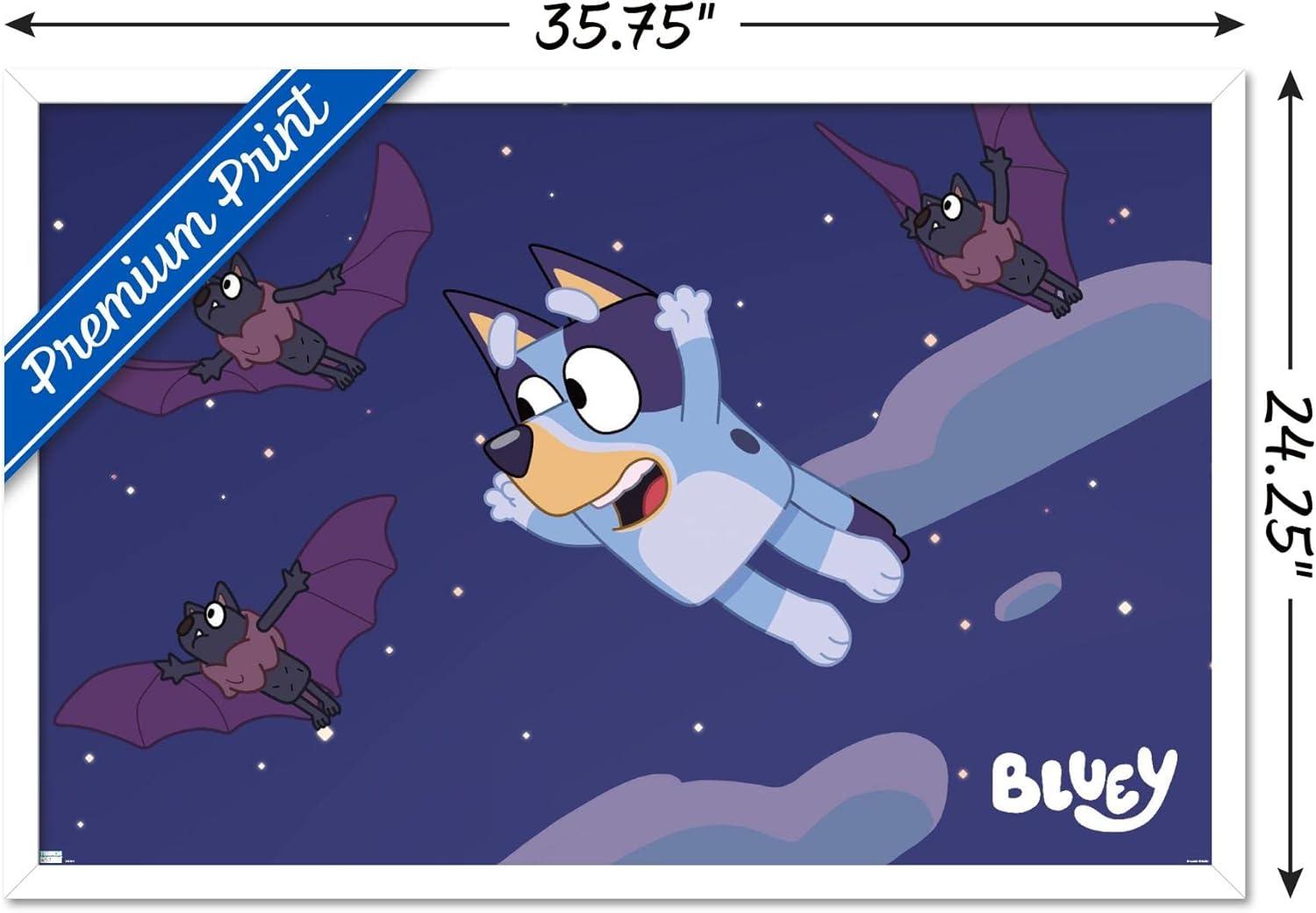imageBluey Bats Wall Poster 19L x 13W Premium Unframed VersionWhite Framed Version