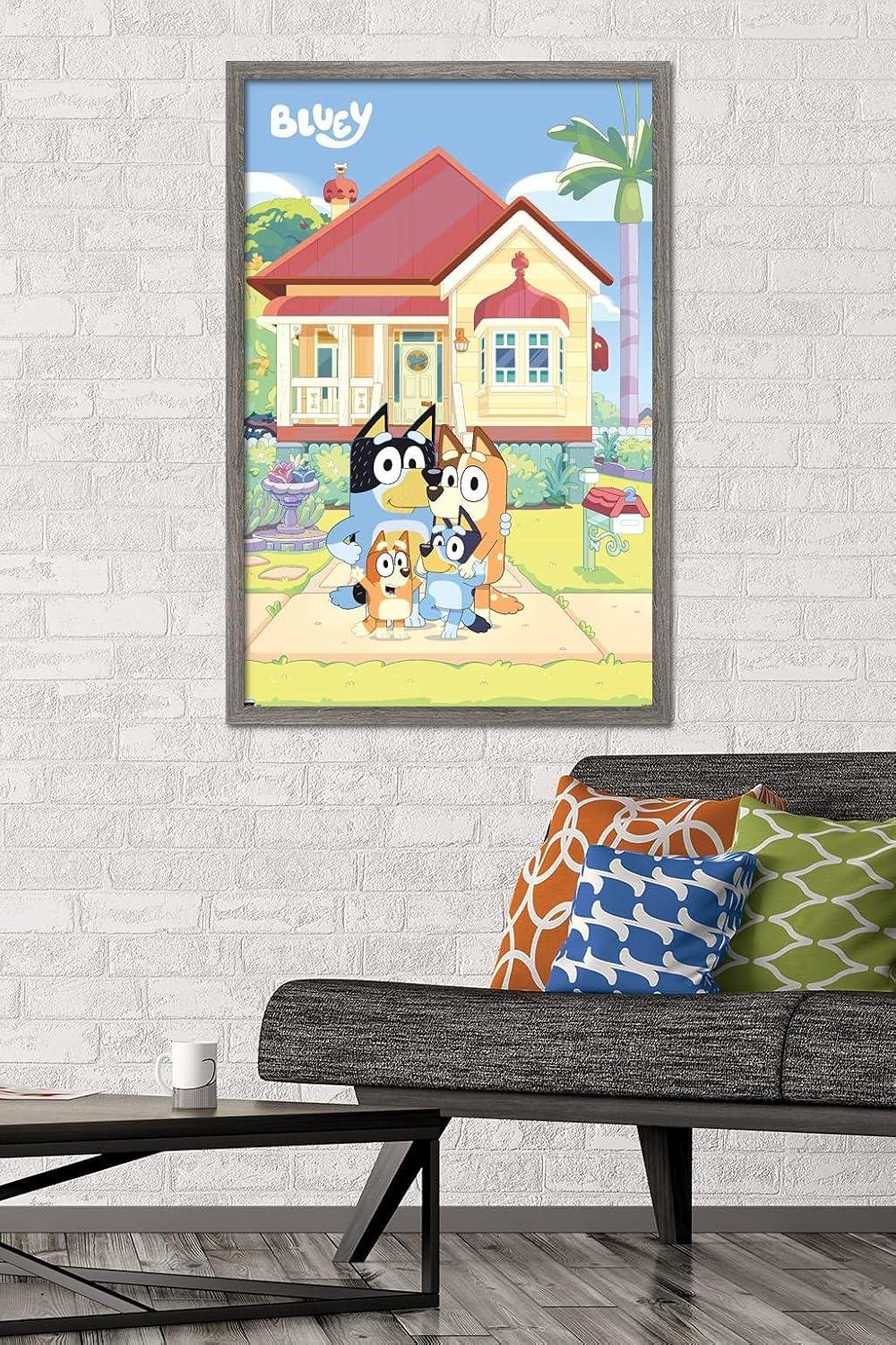 imageBluey Family Wall Poster 19L x 13W Premium Unframed VersionBarnwood Framed Version
