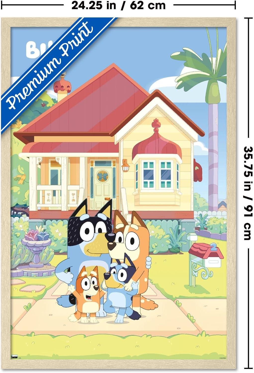 imageBluey Family Wall Poster 19L x 13W Premium Unframed VersionBlonde Framed Version