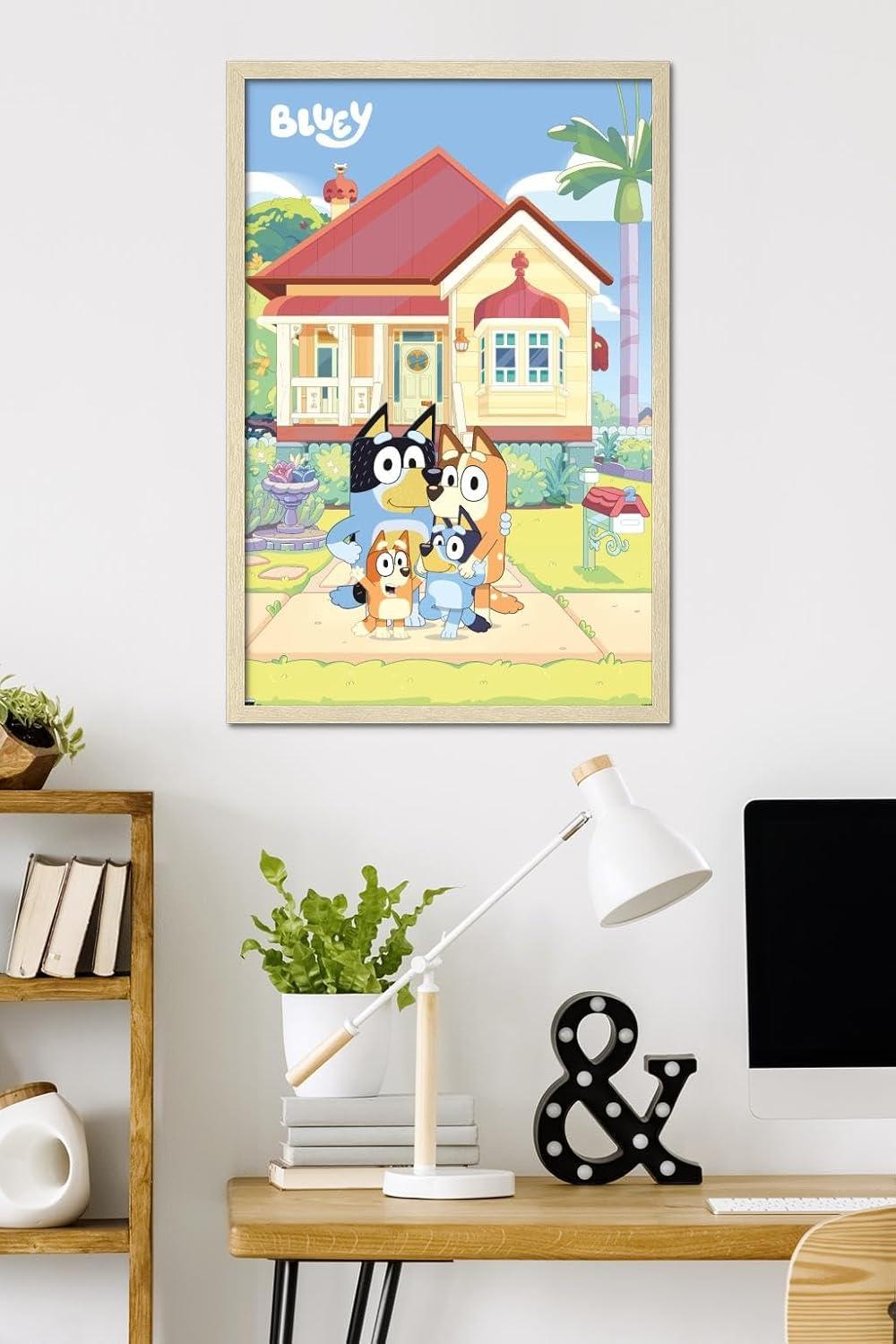 imageBluey Family Wall Poster 19L x 13W Premium Unframed VersionBlonde Framed Version
