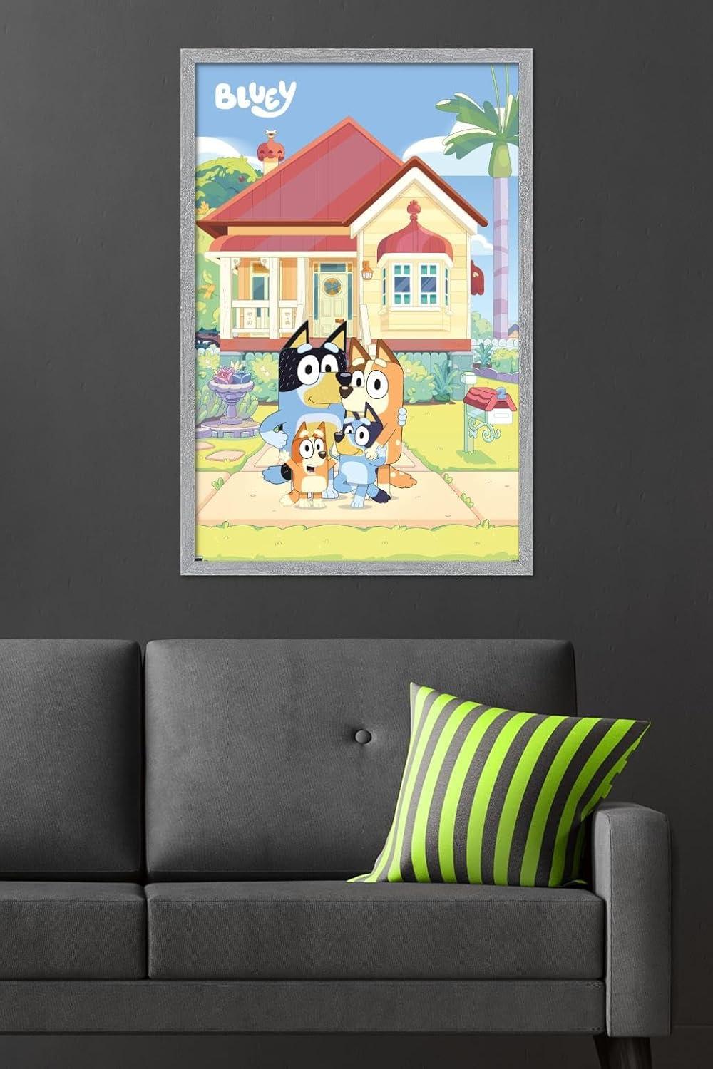 imageBluey Family Wall Poster 19L x 13W Premium Unframed VersionGray Framed Version