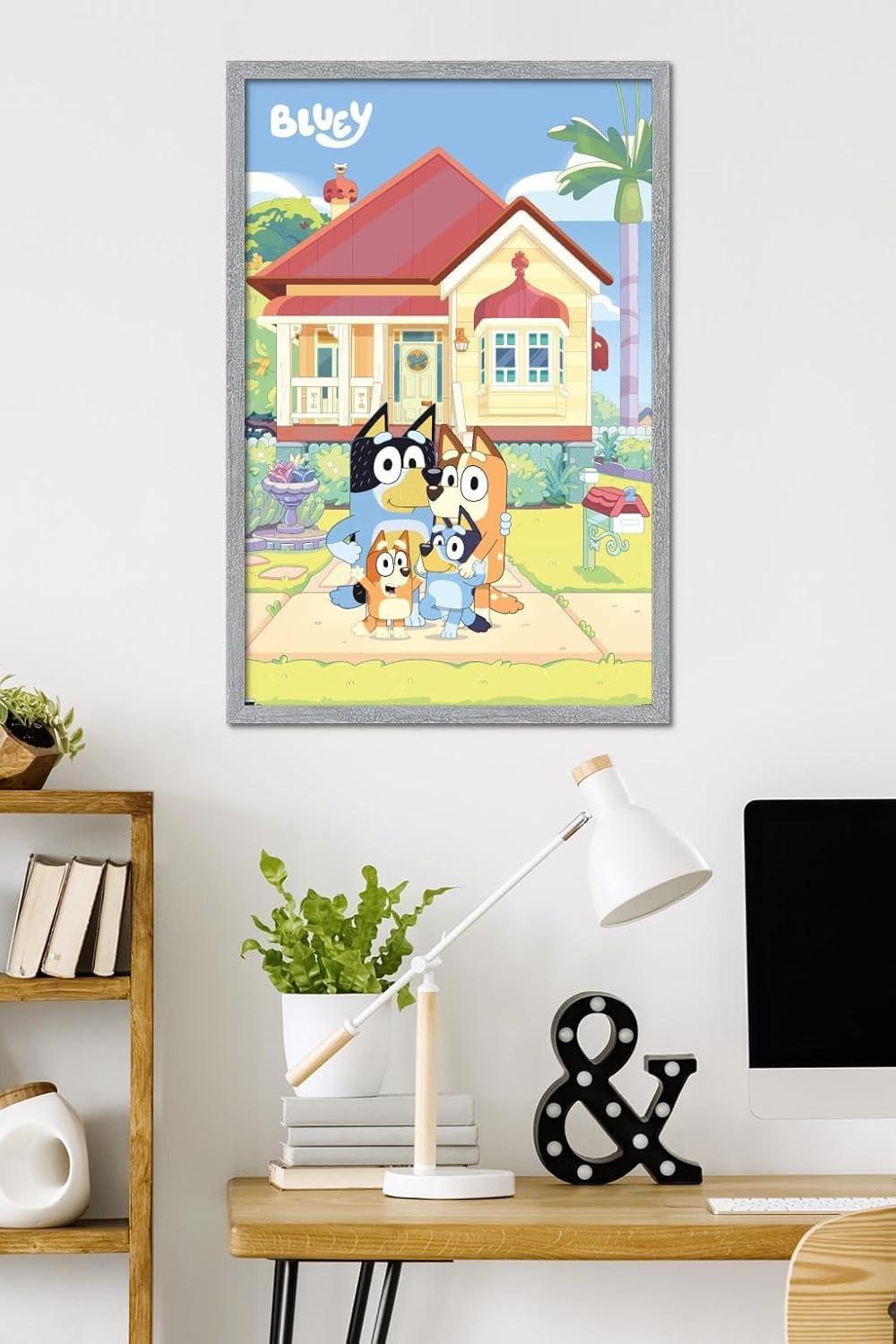imageBluey Family Wall Poster 19L x 13W Premium Unframed VersionGray Framed Version