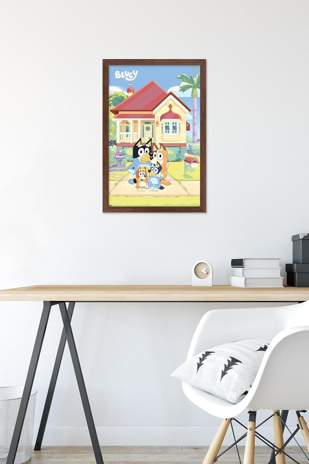 imageBluey Family Wall Poster 19L x 13W Premium Unframed VersionMahogany Framed Version