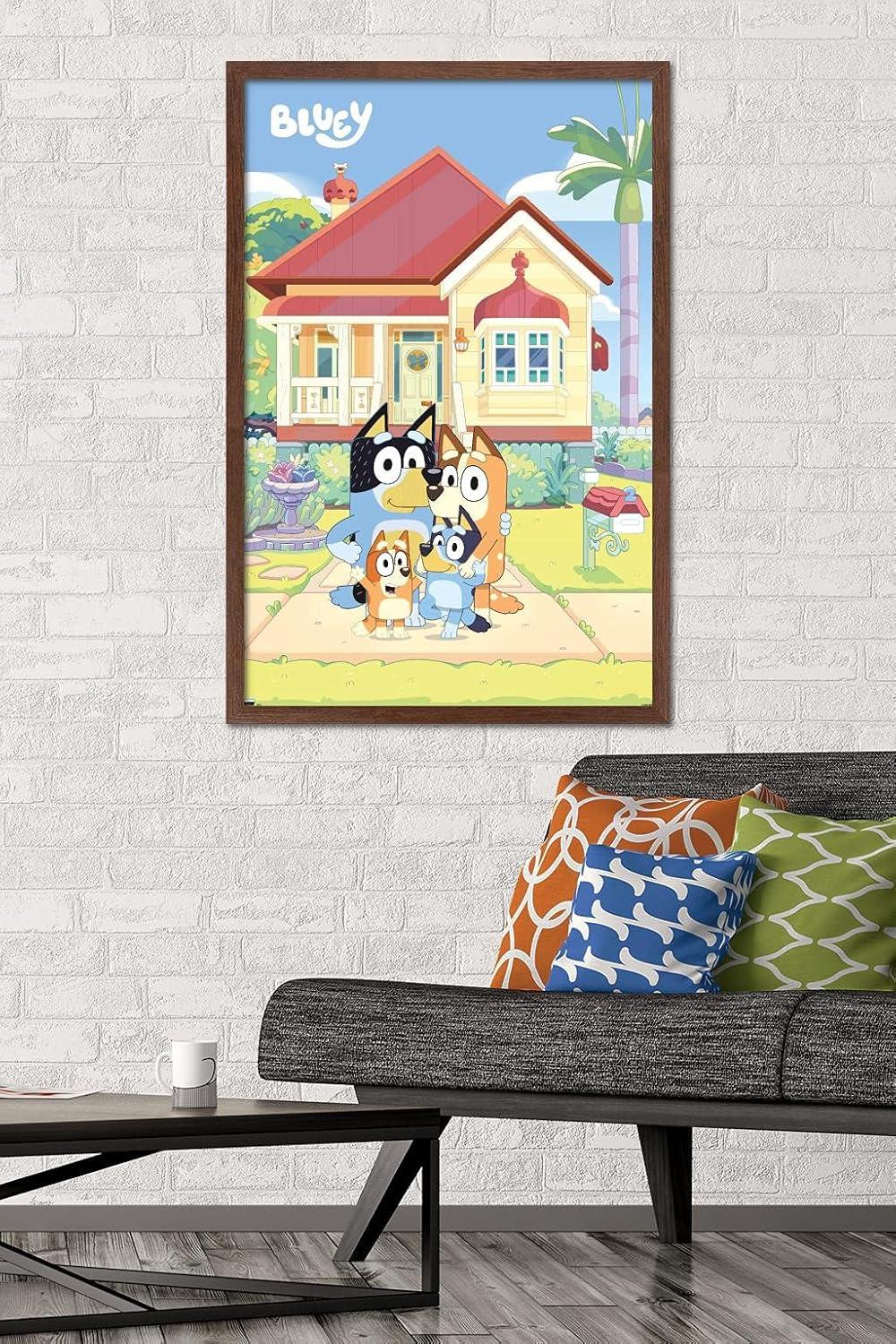 imageBluey Family Wall Poster 19L x 13W Premium Unframed VersionMahogany Framed Version