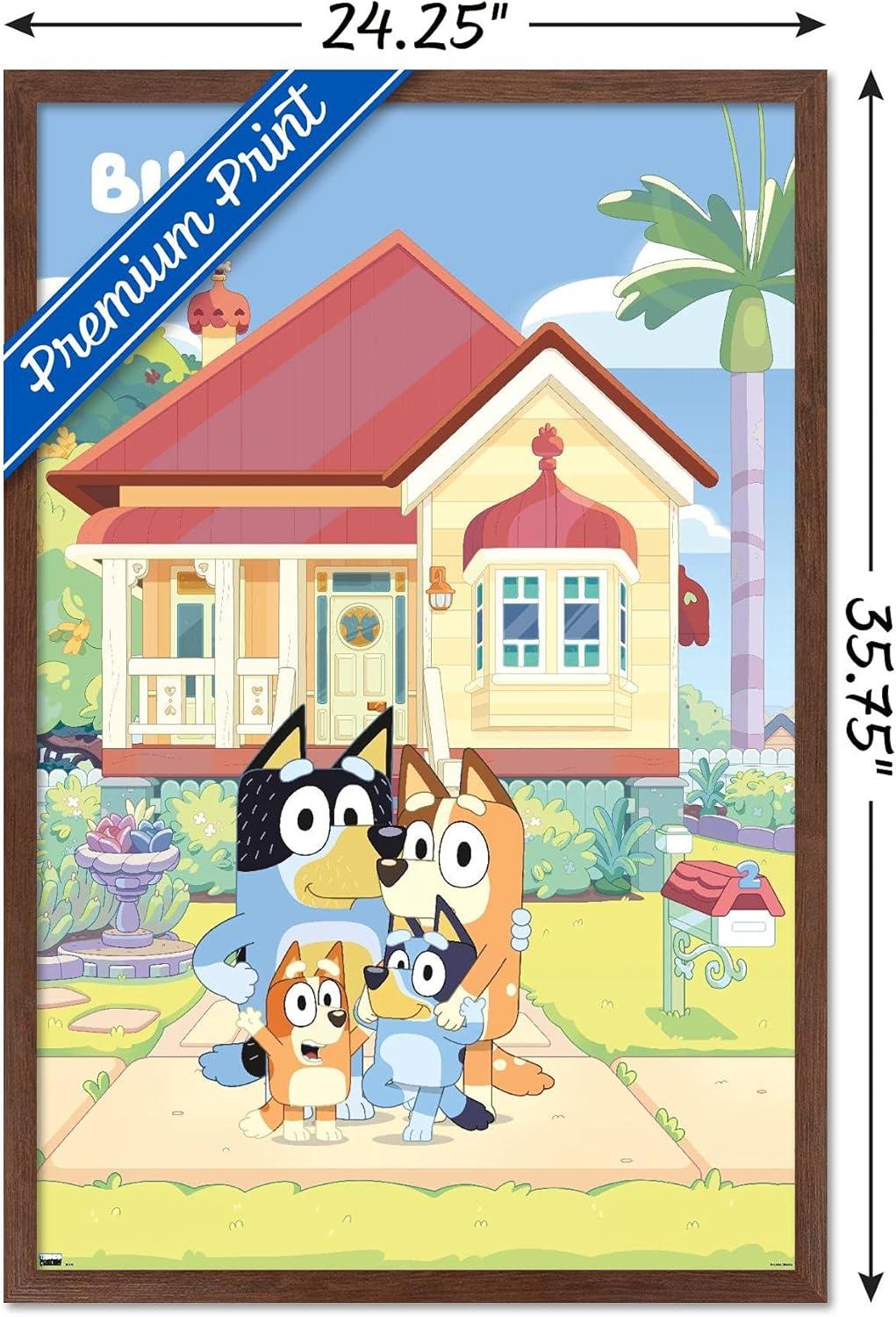 imageBluey Family Wall Poster 19L x 13W Premium Unframed VersionMahogany Framed Version