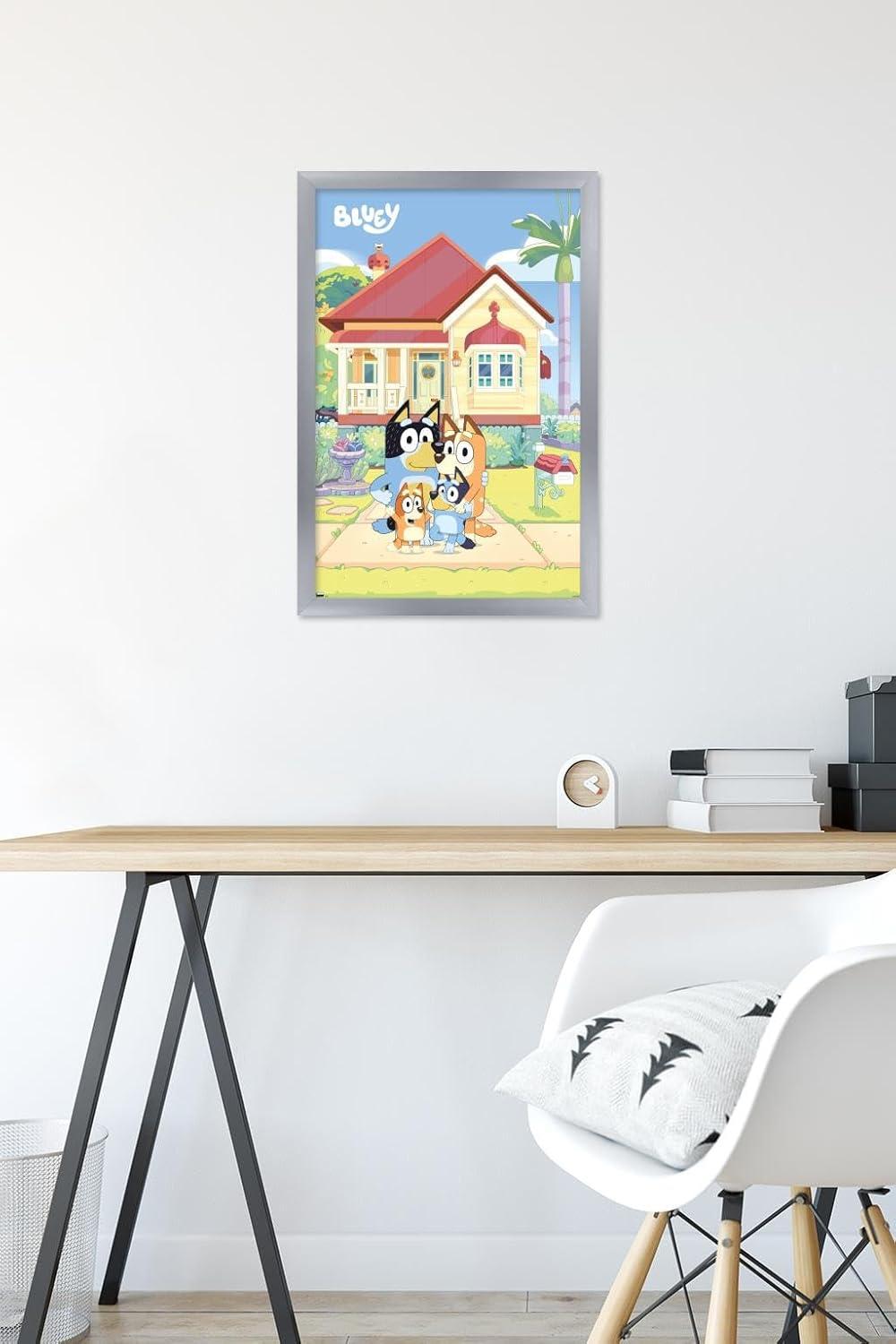 imageBluey Family Wall Poster 19L x 13W Premium Unframed VersionSilver Framed Version