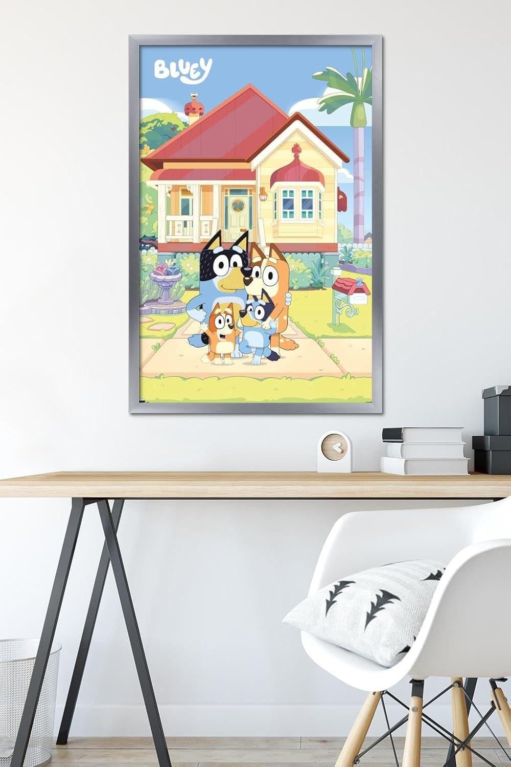 imageBluey Family Wall Poster 19L x 13W Premium Unframed VersionSilver Framed Version