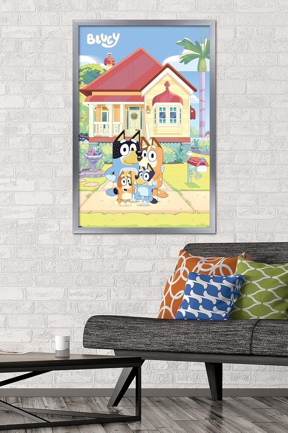 imageBluey Family Wall Poster 19L x 13W Premium Unframed VersionSilver Framed Version