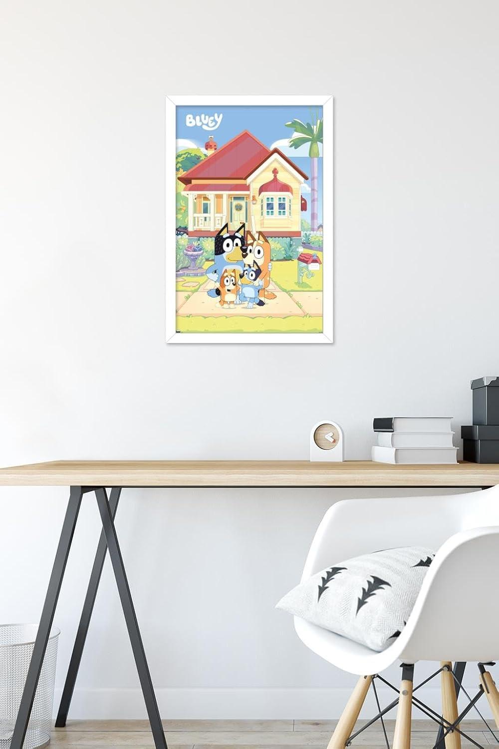 imageBluey Family Wall Poster 19L x 13W Premium Unframed VersionWhite Framed Version