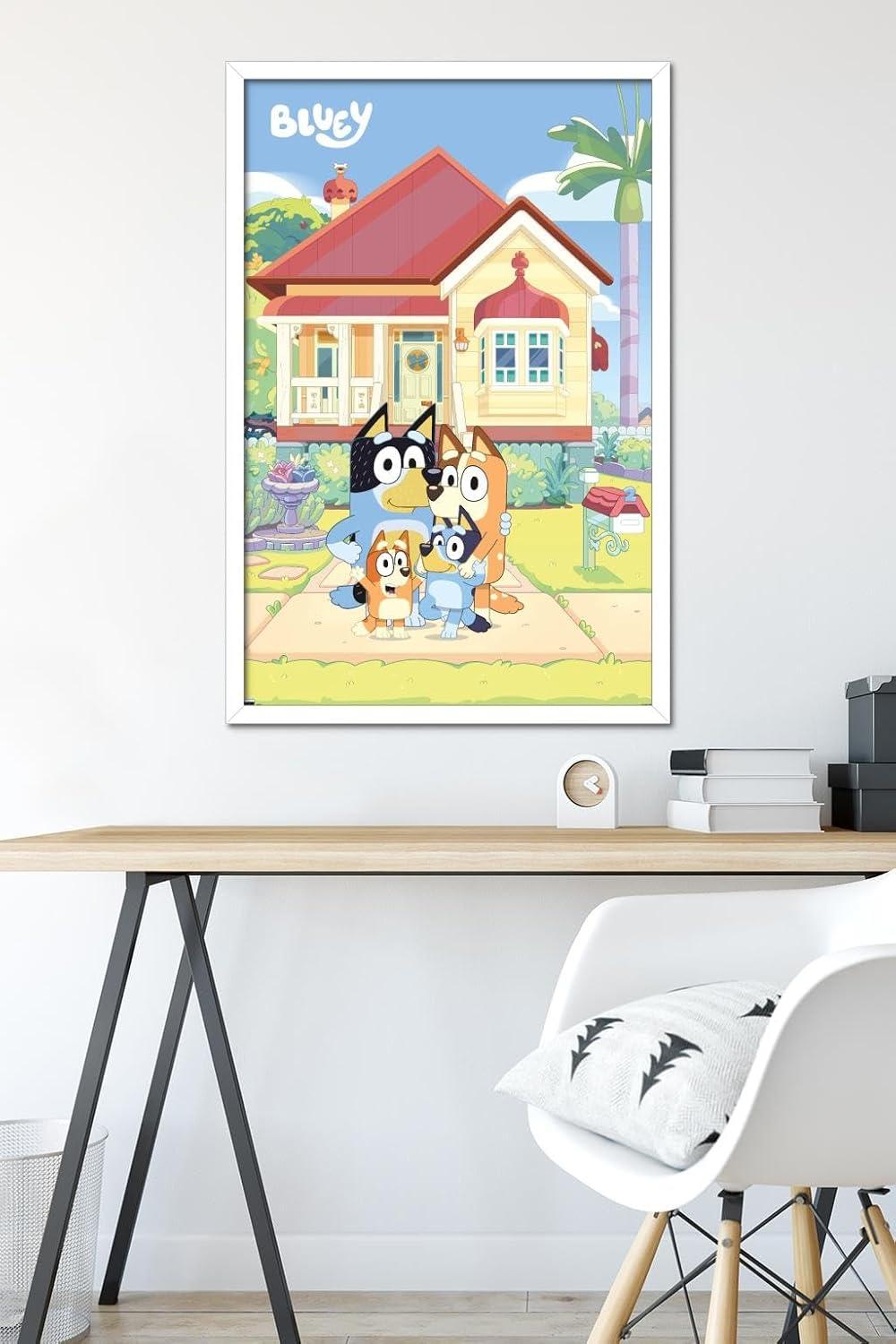 imageBluey Family Wall Poster 19L x 13W Premium Unframed VersionWhite Framed Version