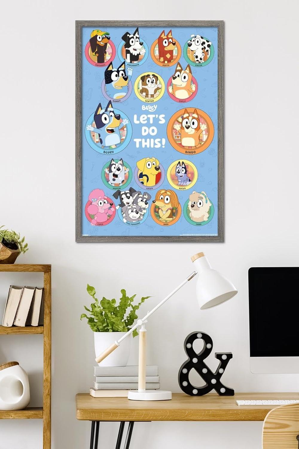 imageBluey Grid Wall Poster 19L x 13W Premium Unframed VersionBarnwood Framed Version