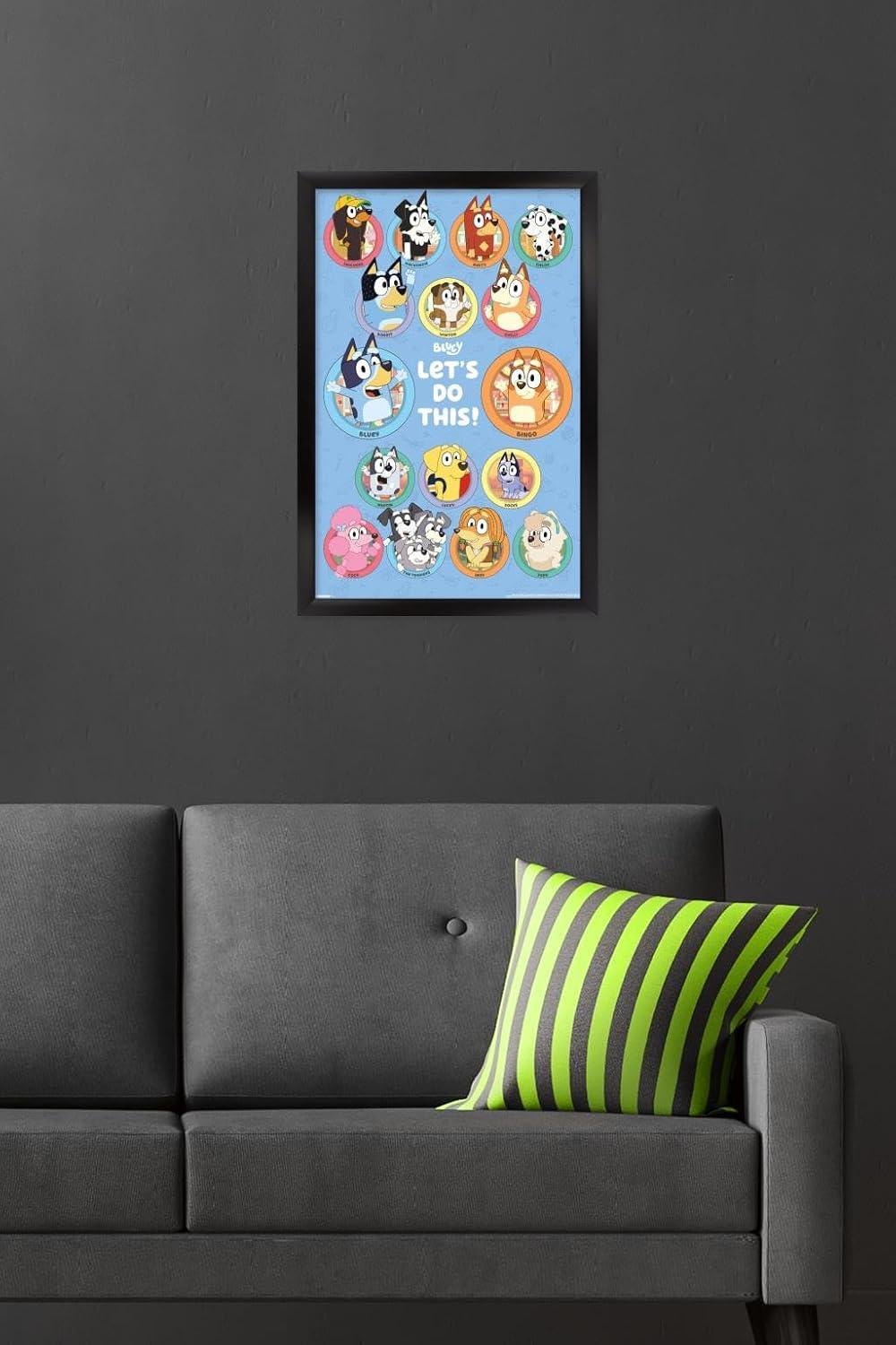 imageBluey Grid Wall Poster 19L x 13W Premium Unframed VersionBlack Framed Version