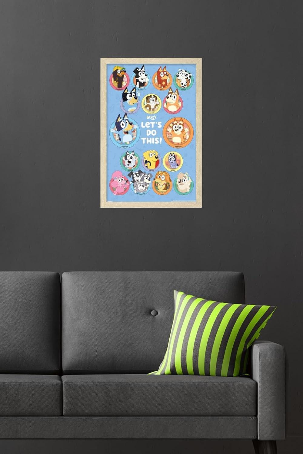 imageBluey Grid Wall Poster 19L x 13W Premium Unframed VersionBlonde Framed Version
