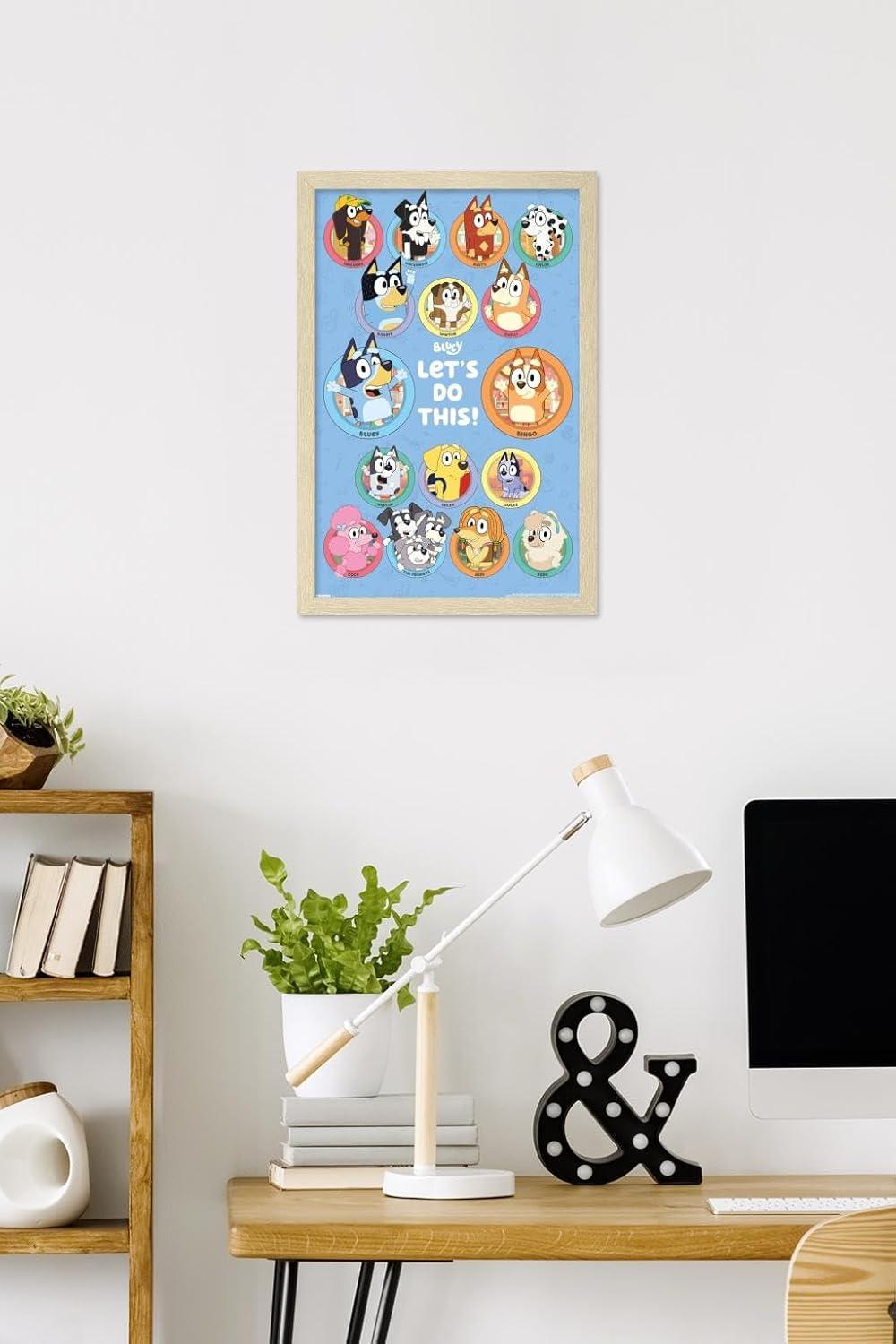 imageBluey Grid Wall Poster 19L x 13W Premium Unframed VersionBlonde Framed Version