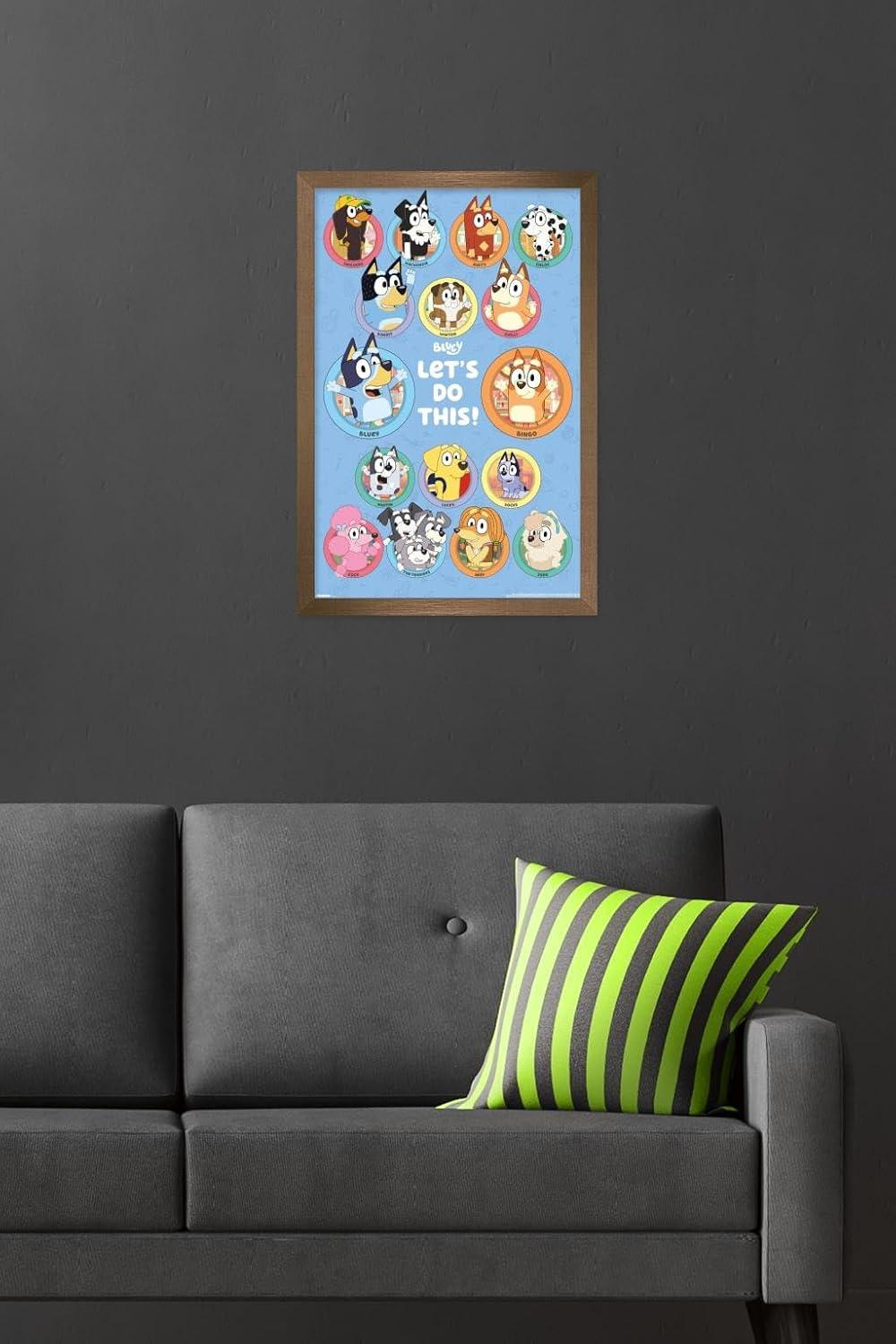 imageBluey Grid Wall Poster 19L x 13W Premium Unframed VersionBronze Framed Version