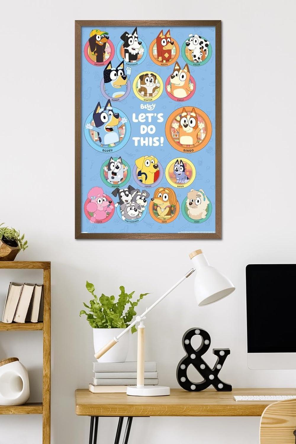 imageBluey Grid Wall Poster 19L x 13W Premium Unframed VersionBronze Framed Version
