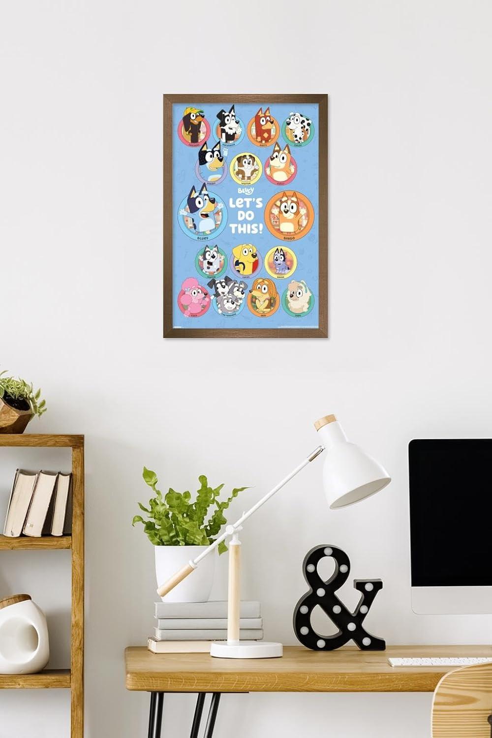 imageBluey Grid Wall Poster 19L x 13W Premium Unframed VersionBronze Framed Version