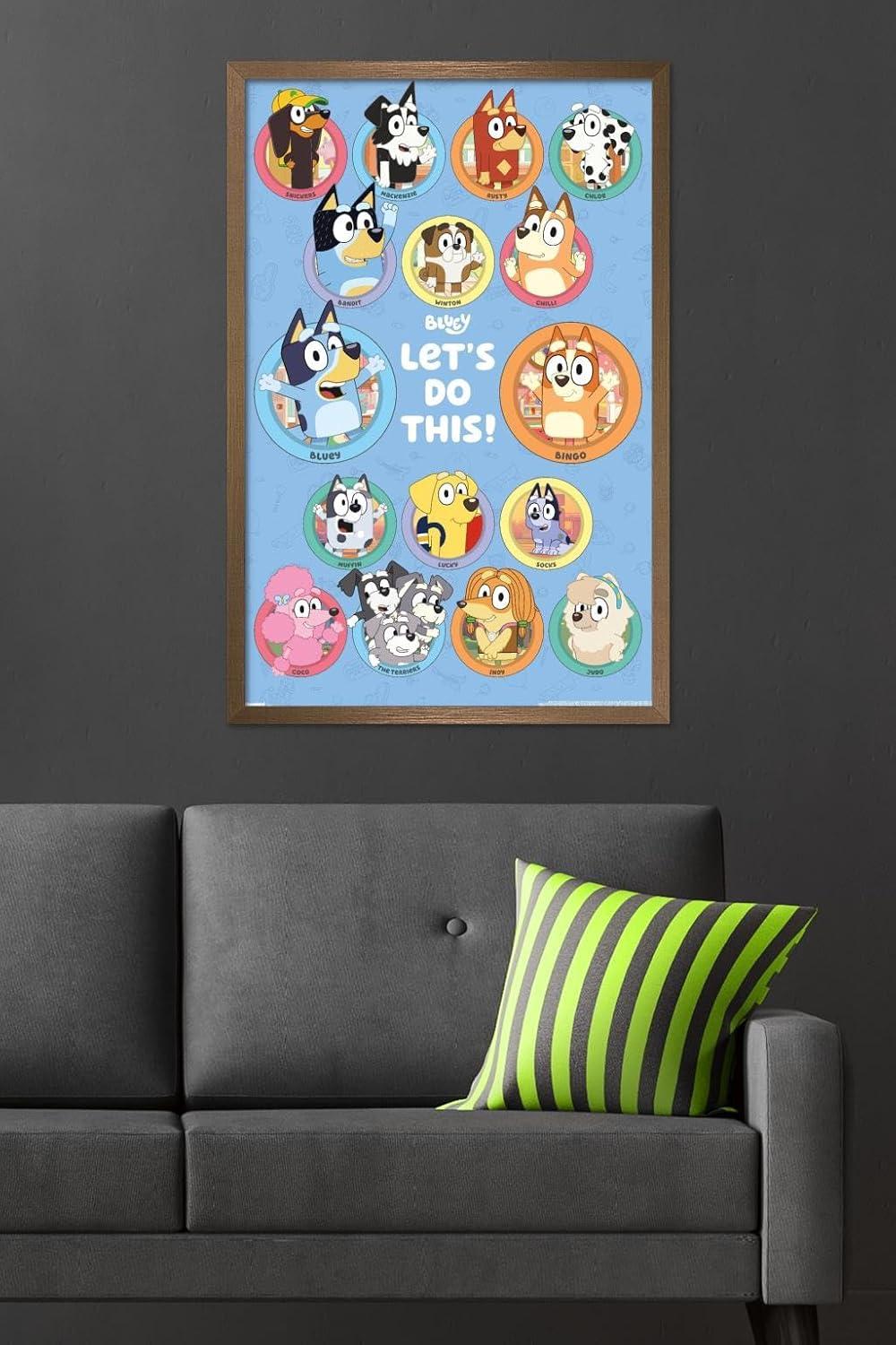 imageBluey Grid Wall Poster 19L x 13W Premium Unframed VersionBronze Framed Version