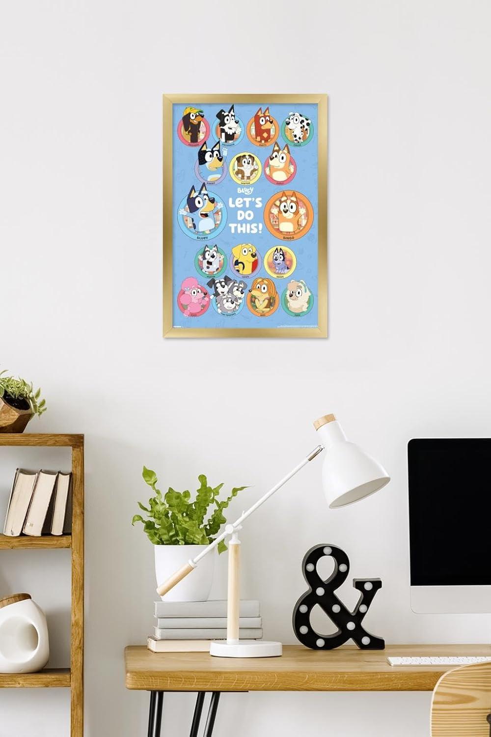 imageBluey Grid Wall Poster 19L x 13W Premium Unframed VersionGold Framed Version