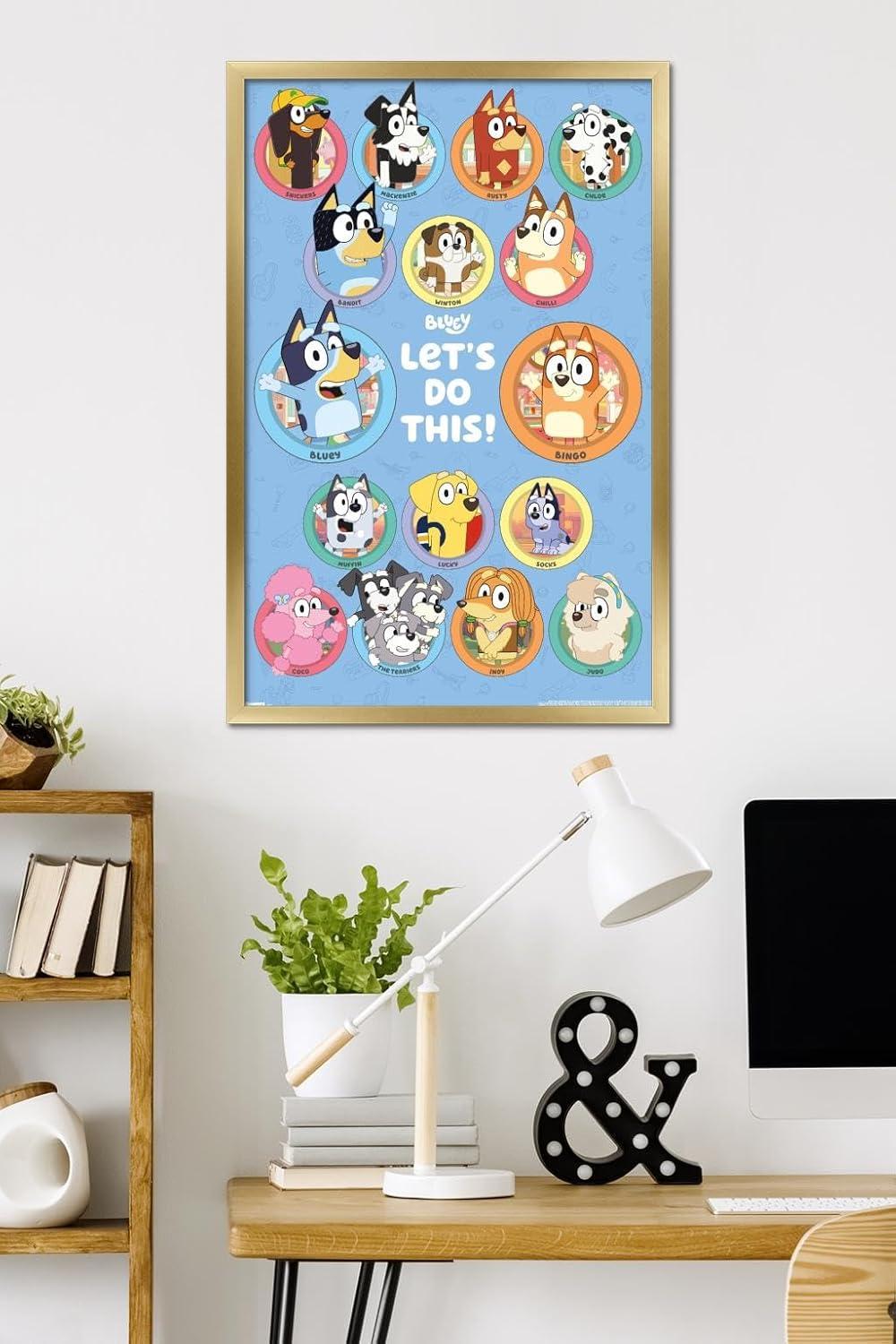 imageBluey Grid Wall Poster 19L x 13W Premium Unframed VersionGold Framed Version
