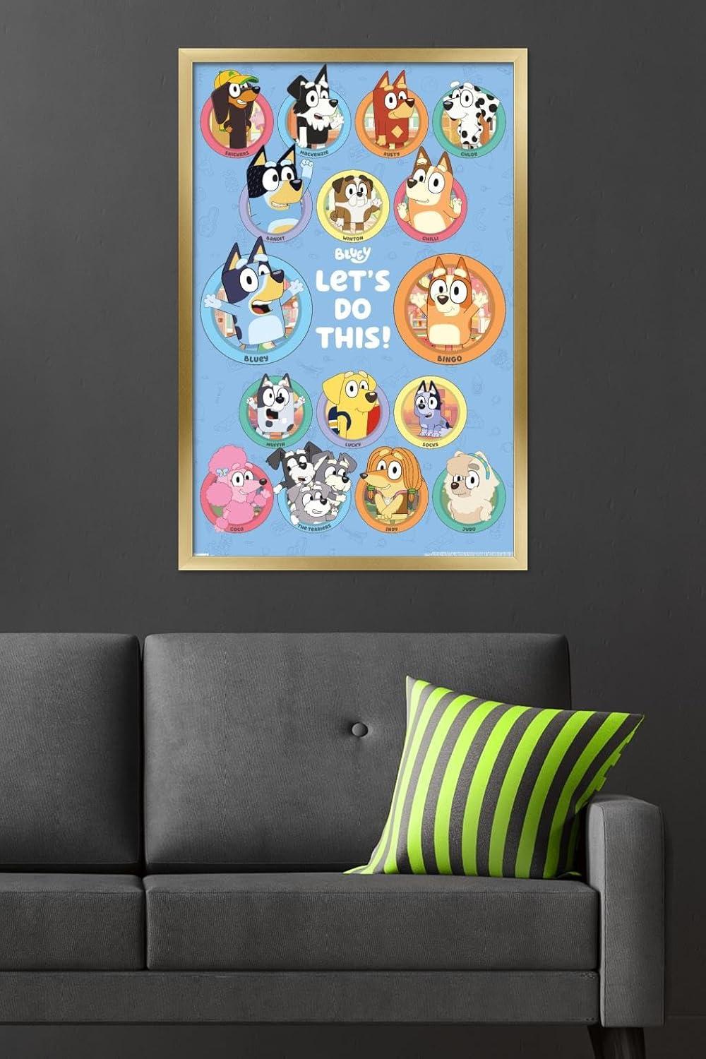 imageBluey Grid Wall Poster 19L x 13W Premium Unframed VersionGold Framed Version