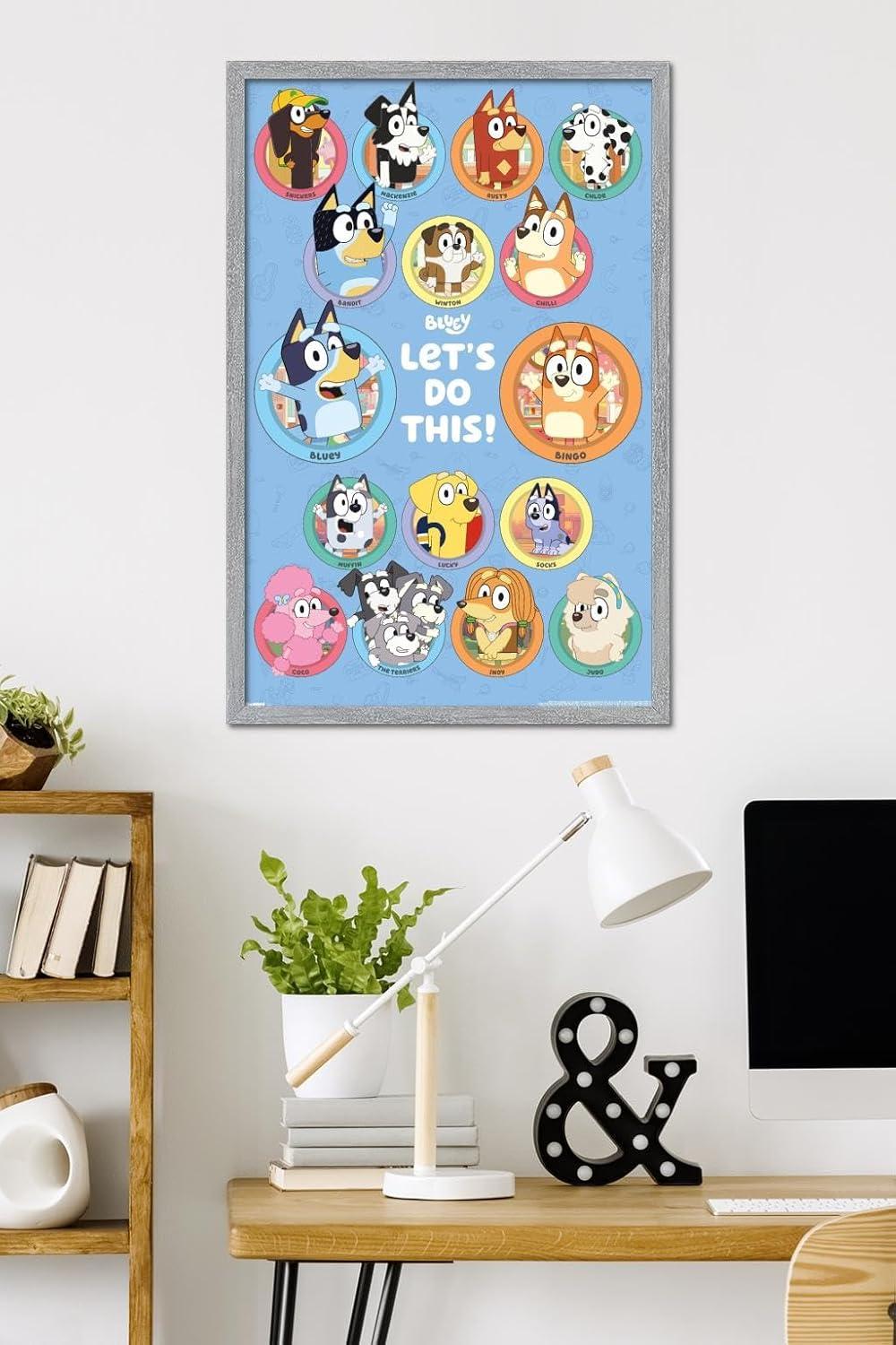 imageBluey Grid Wall Poster 19L x 13W Premium Unframed VersionGray Framed Version