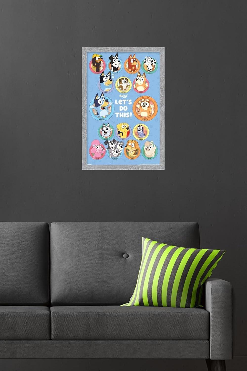 imageBluey Grid Wall Poster 19L x 13W Premium Unframed VersionGray Framed Version