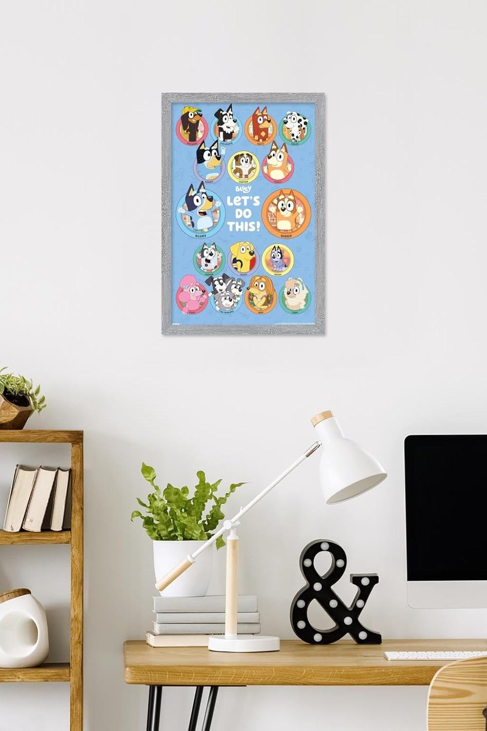 imageBluey Grid Wall Poster 19L x 13W Premium Unframed VersionGray Framed Version
