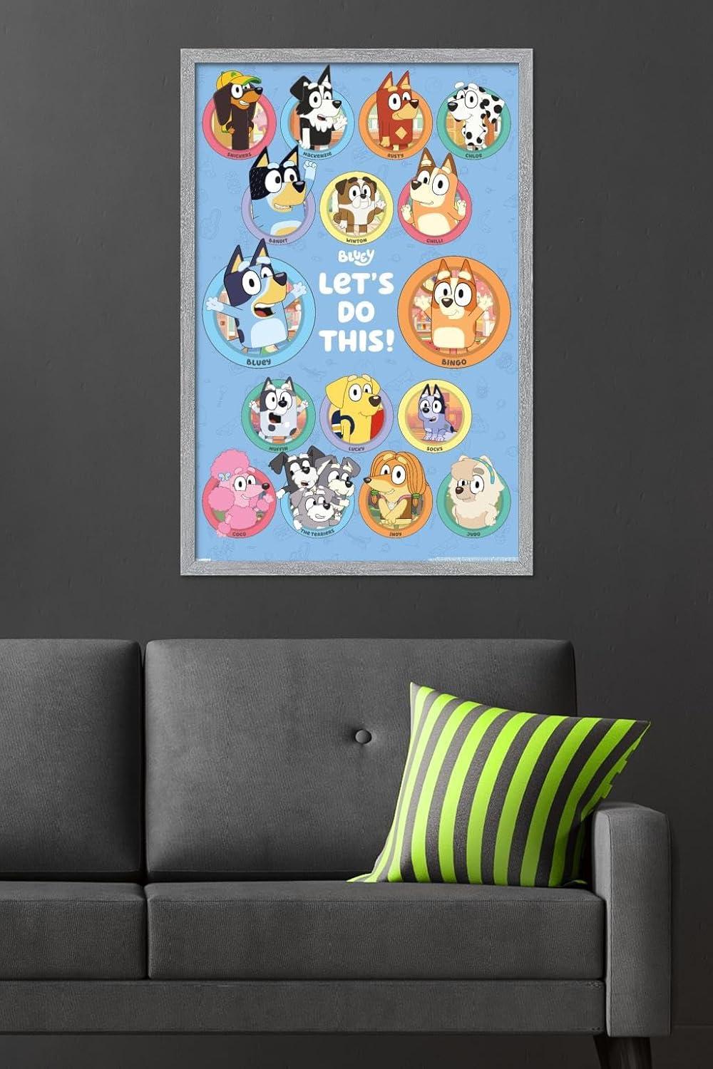 imageBluey Grid Wall Poster 19L x 13W Premium Unframed VersionGray Framed Version