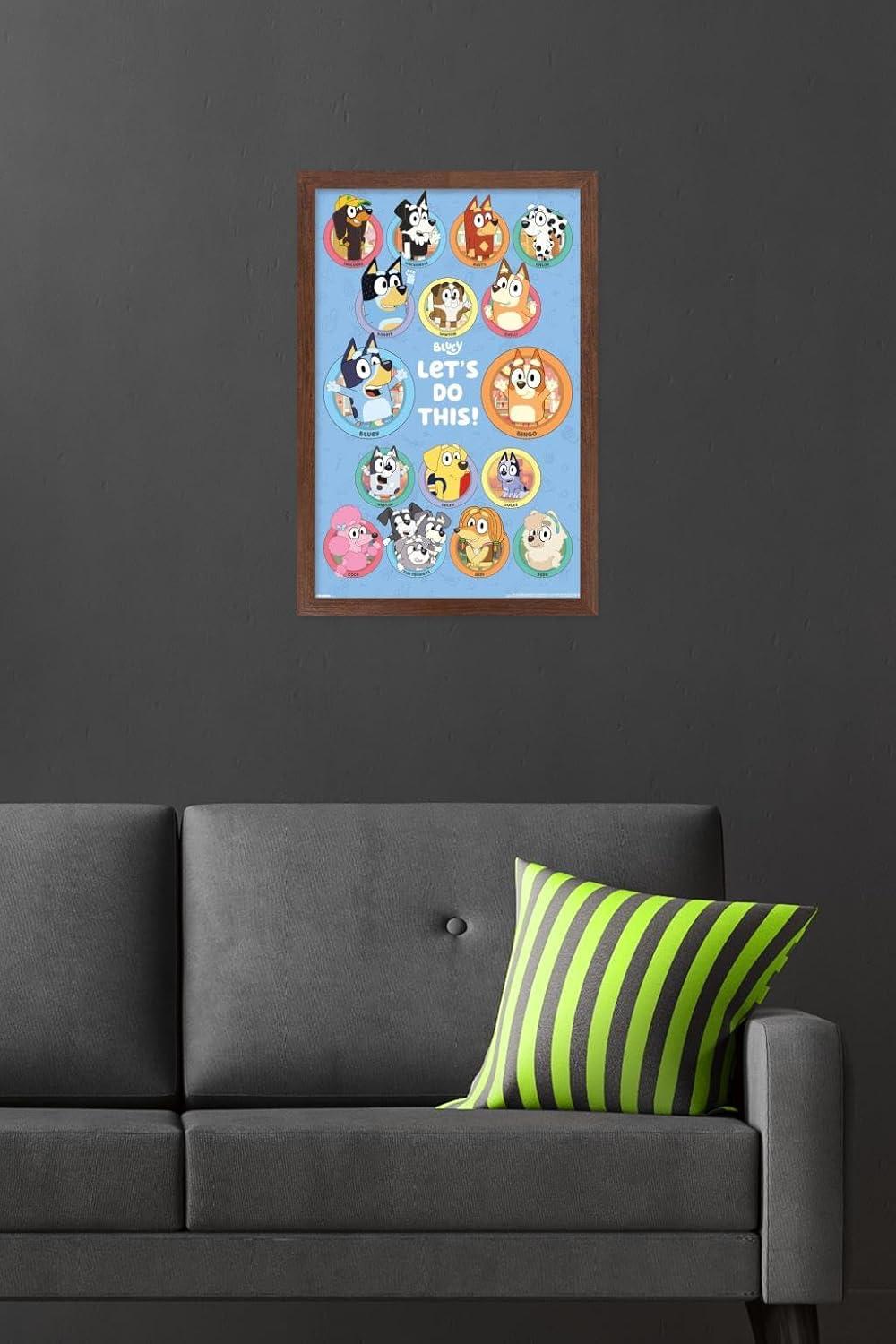 imageBluey Grid Wall Poster 19L x 13W Premium Unframed VersionMahogany Framed Version