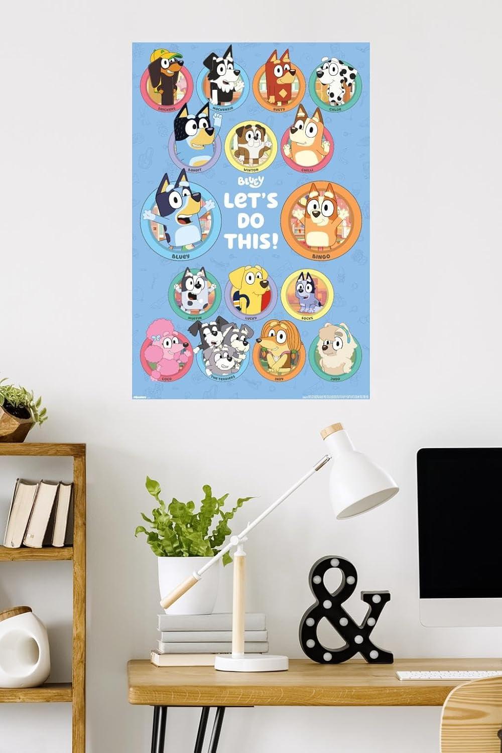 imageBluey Grid Wall Poster 19L x 13W Premium Unframed VersionPoster Mount Bundle