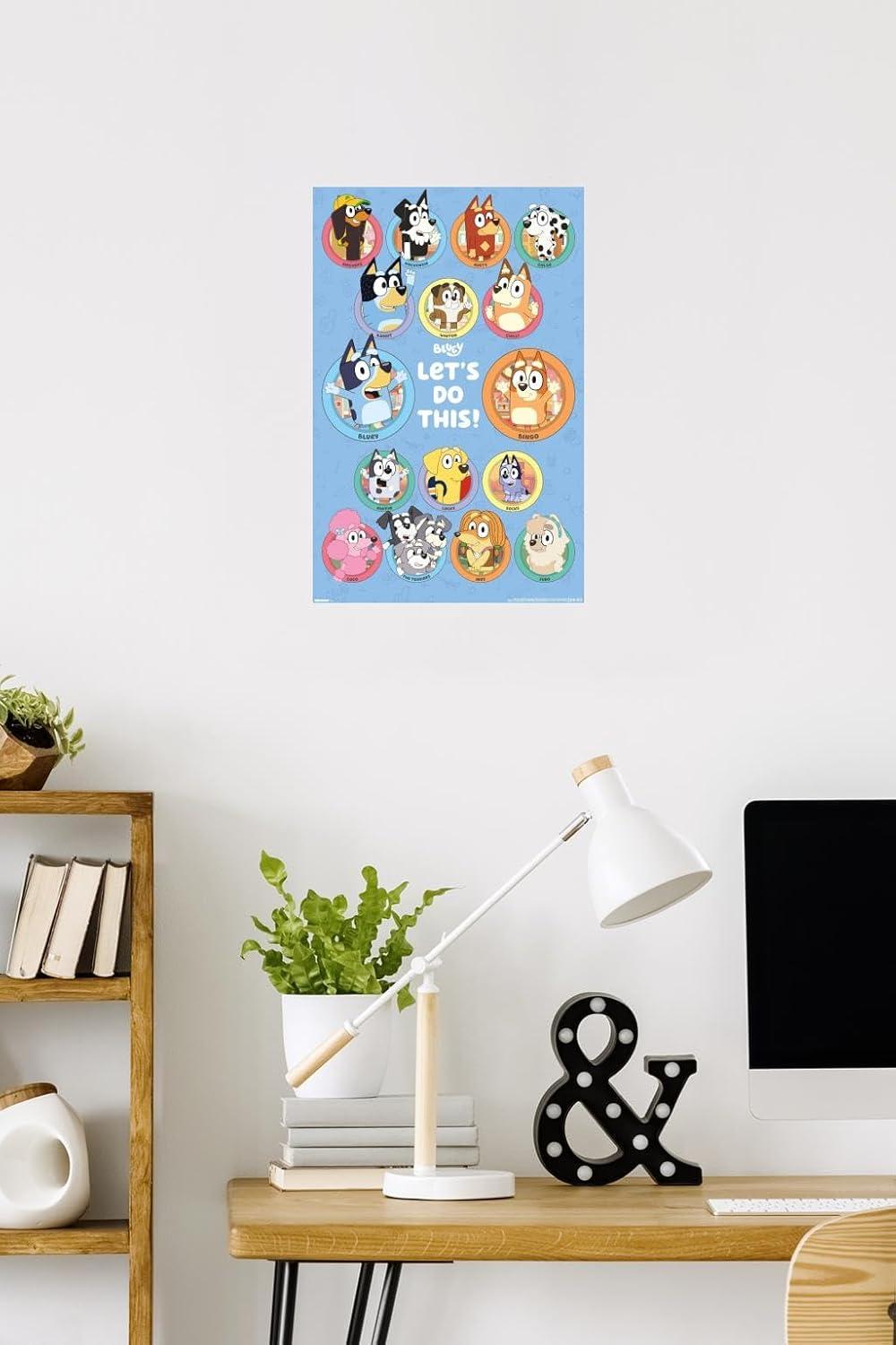 imageBluey Grid Wall Poster 19L x 13W Premium Unframed VersionPremium Poster Mount Bundle