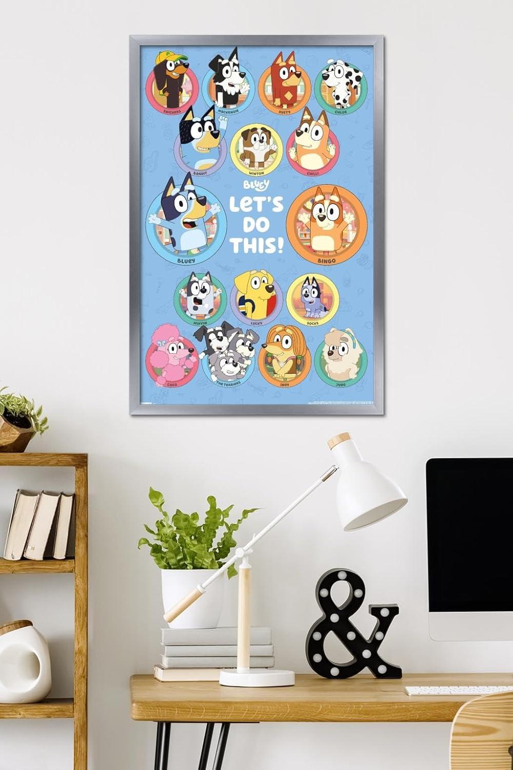imageBluey Grid Wall Poster 19L x 13W Premium Unframed VersionSilver Framed Version