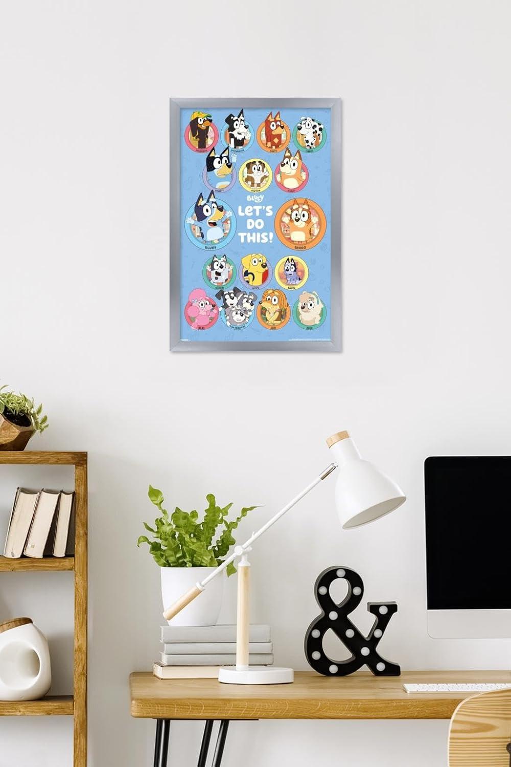 imageBluey Grid Wall Poster 19L x 13W Premium Unframed VersionSilver Framed Version