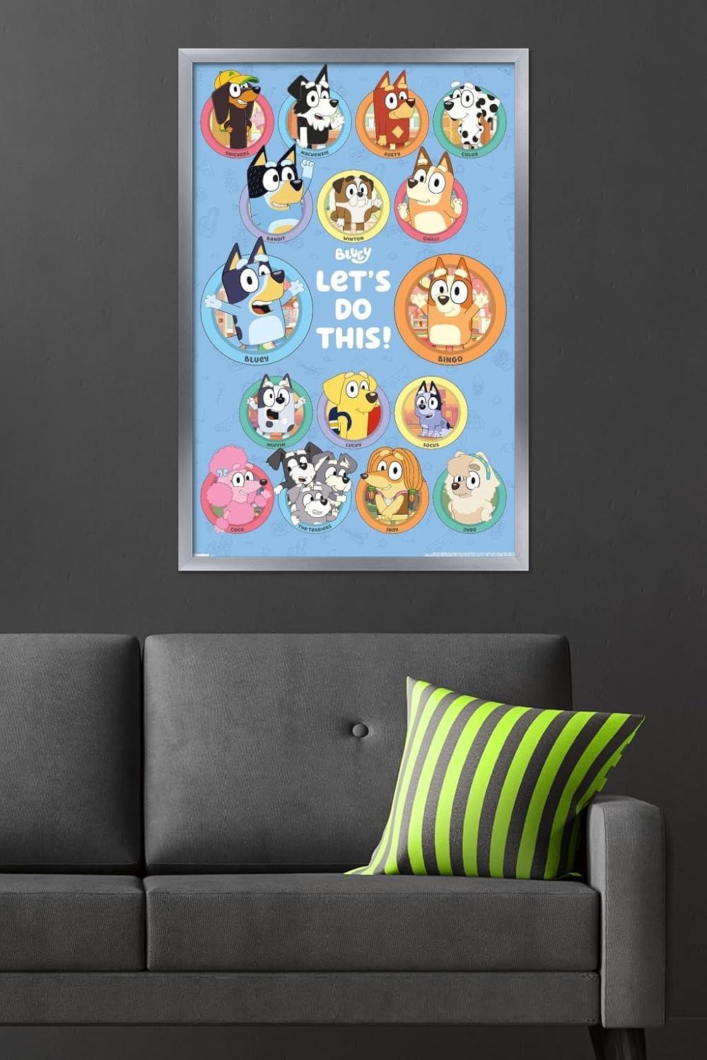 imageBluey Grid Wall Poster 19L x 13W Premium Unframed VersionSilver Framed Version