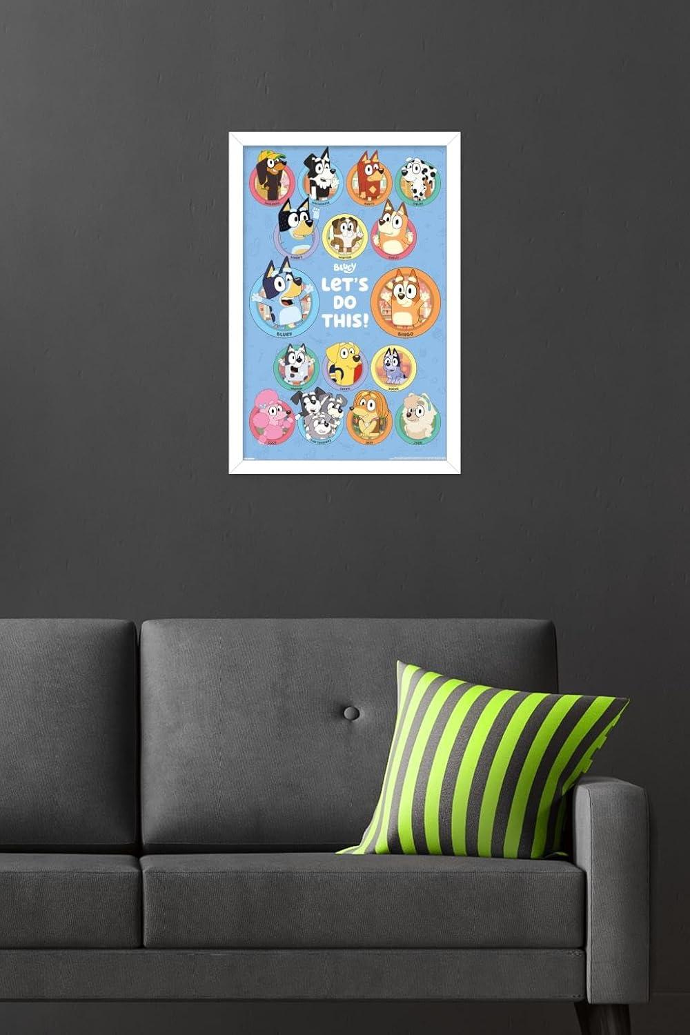 imageBluey Grid Wall Poster 19L x 13W Premium Unframed VersionWhite Framed Version