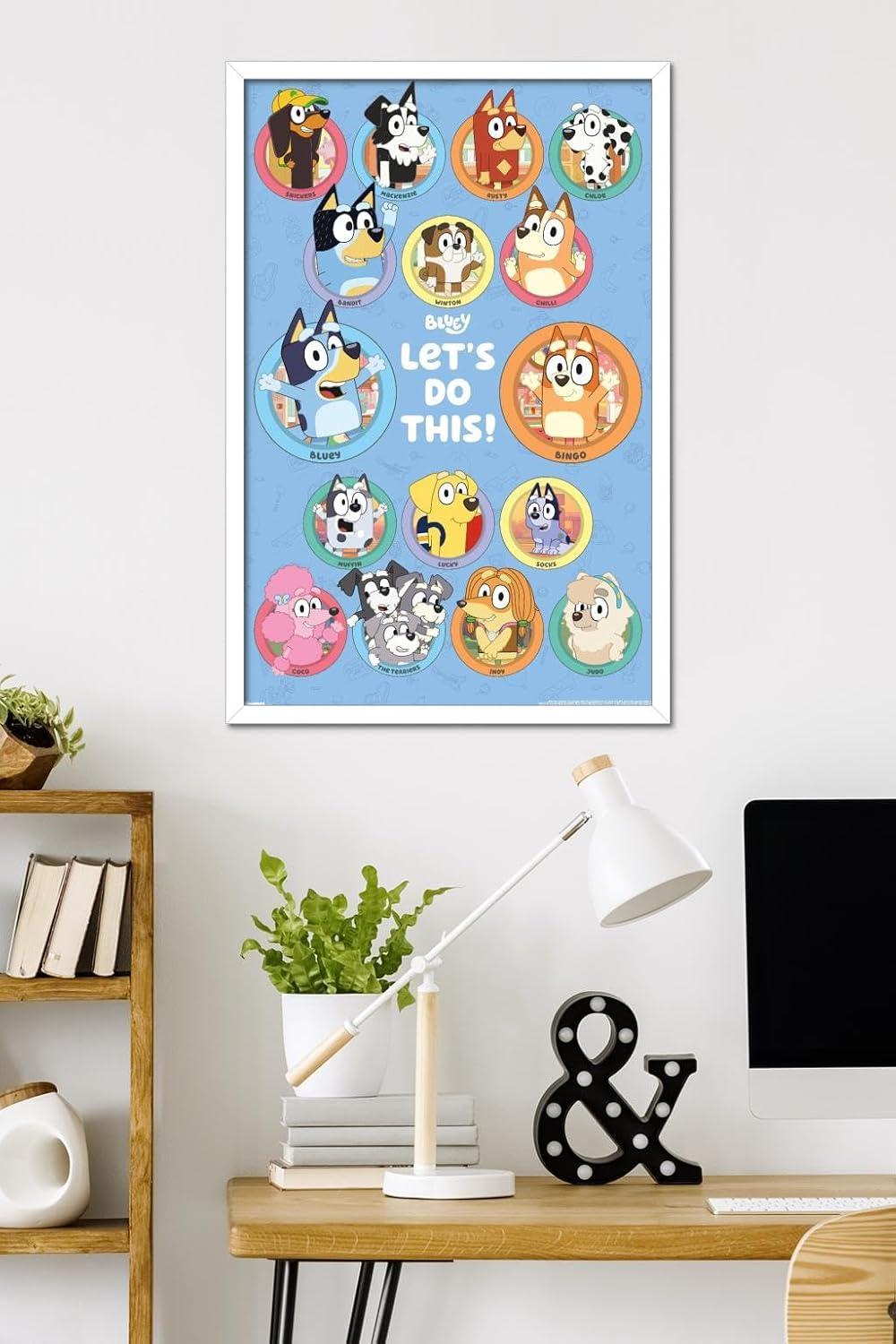 imageBluey Grid Wall Poster 19L x 13W Premium Unframed VersionWhite Framed Version