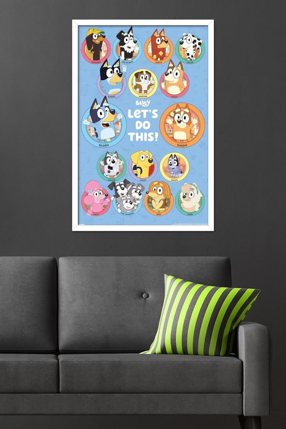 imageBluey Grid Wall Poster 19L x 13W Premium Unframed VersionWhite Framed Version
