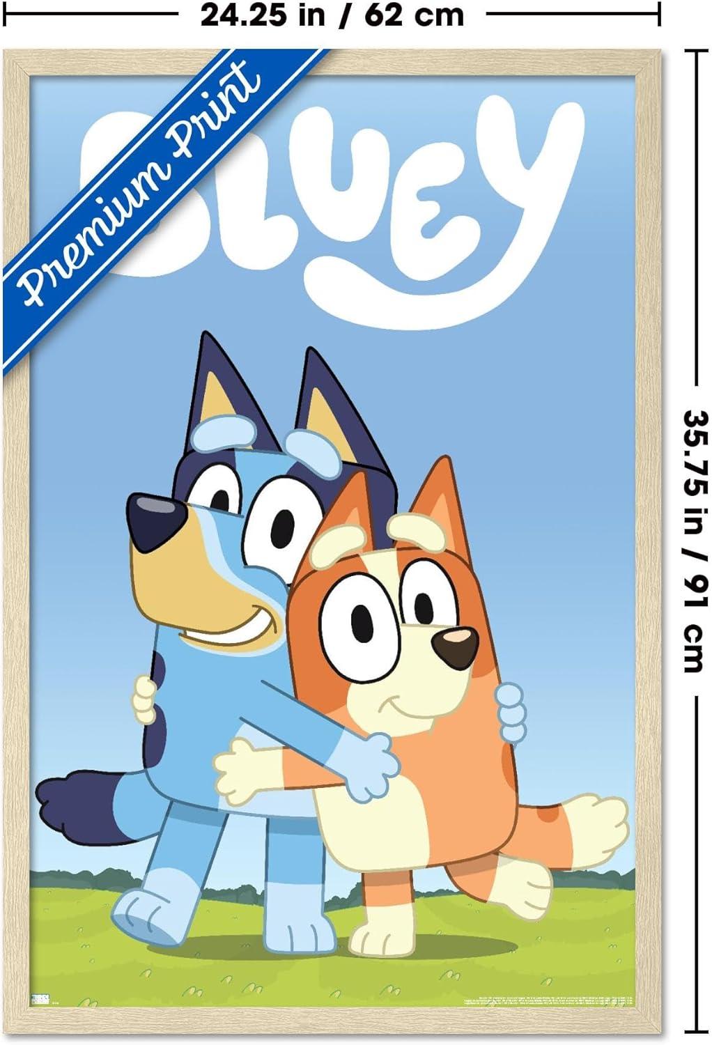 imageBluey Hug Wall Poster 224L x 147W Barnwood Framed VersionBlonde Framed Version