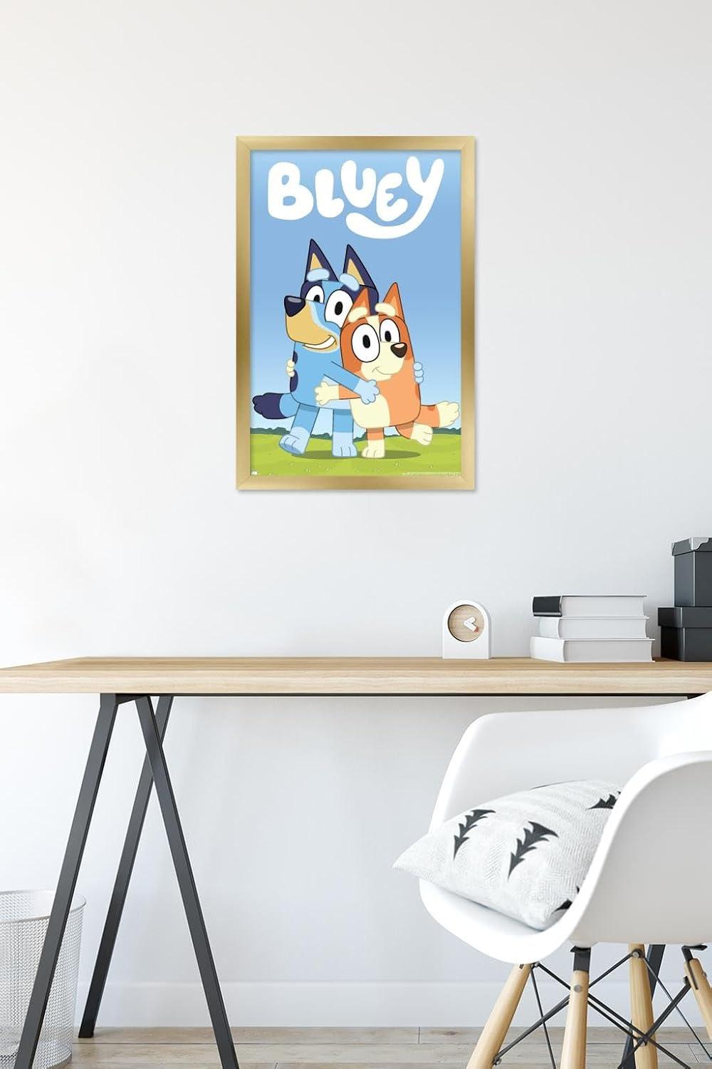 imageBluey Hug Wall Poster 224L x 147W Barnwood Framed VersionGold Framed Version