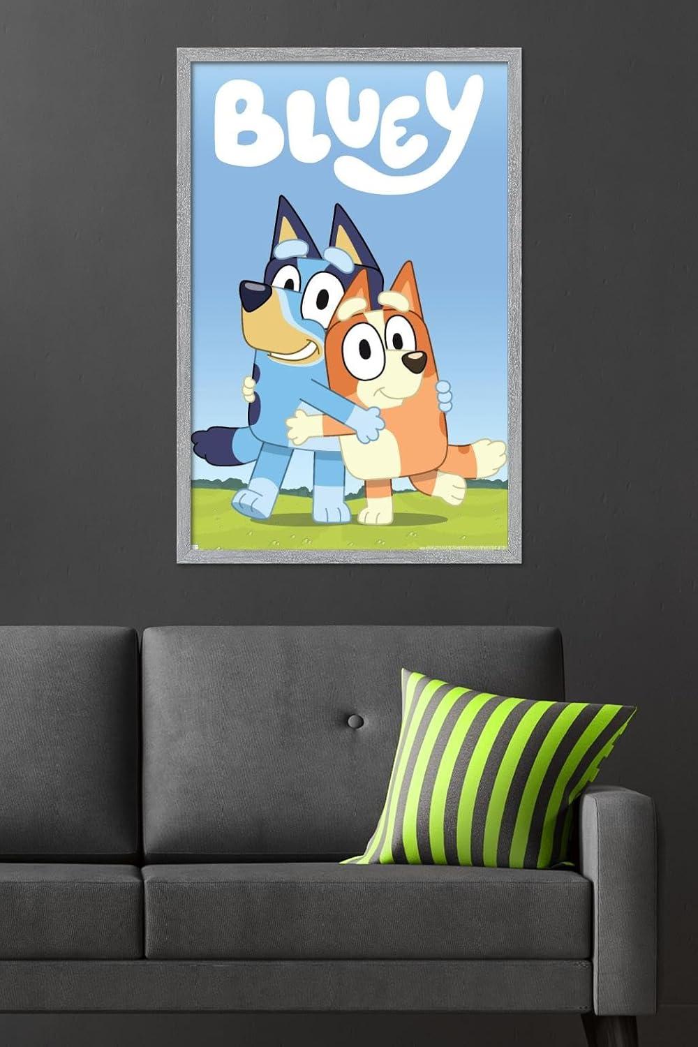 imageBluey Hug Wall Poster 224L x 147W Barnwood Framed VersionGray Framed Version