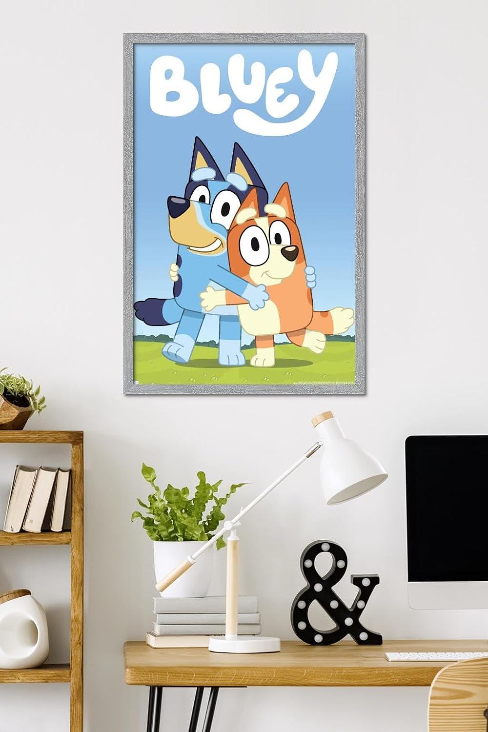 imageBluey Hug Wall Poster 224L x 147W Barnwood Framed VersionGray Framed Version