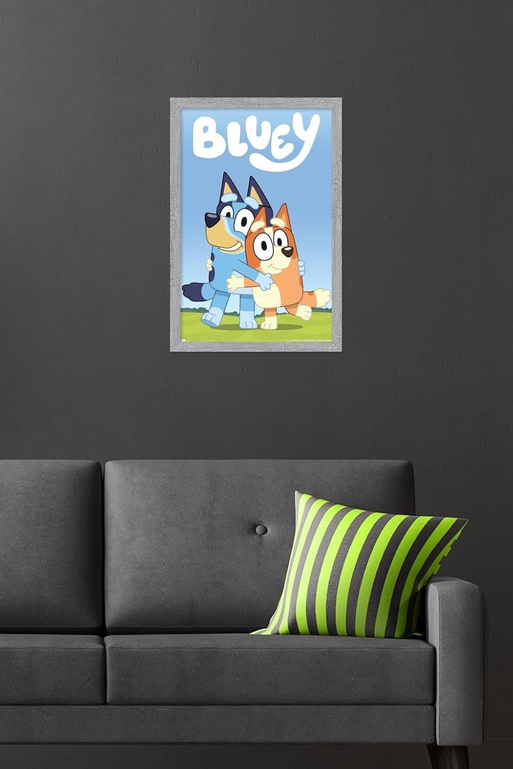 imageBluey Hug Wall Poster 224L x 147W Barnwood Framed VersionGray Framed Version