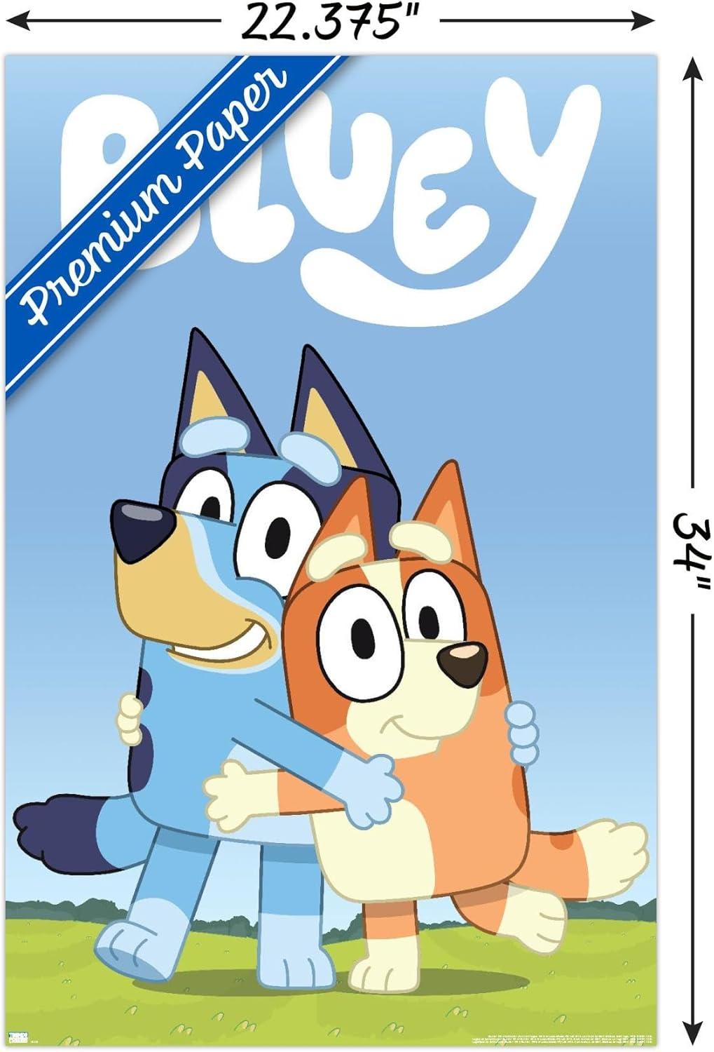 imageBluey Hug Wall Poster 224L x 147W Barnwood Framed VersionPremium Poster Mount Bundle
